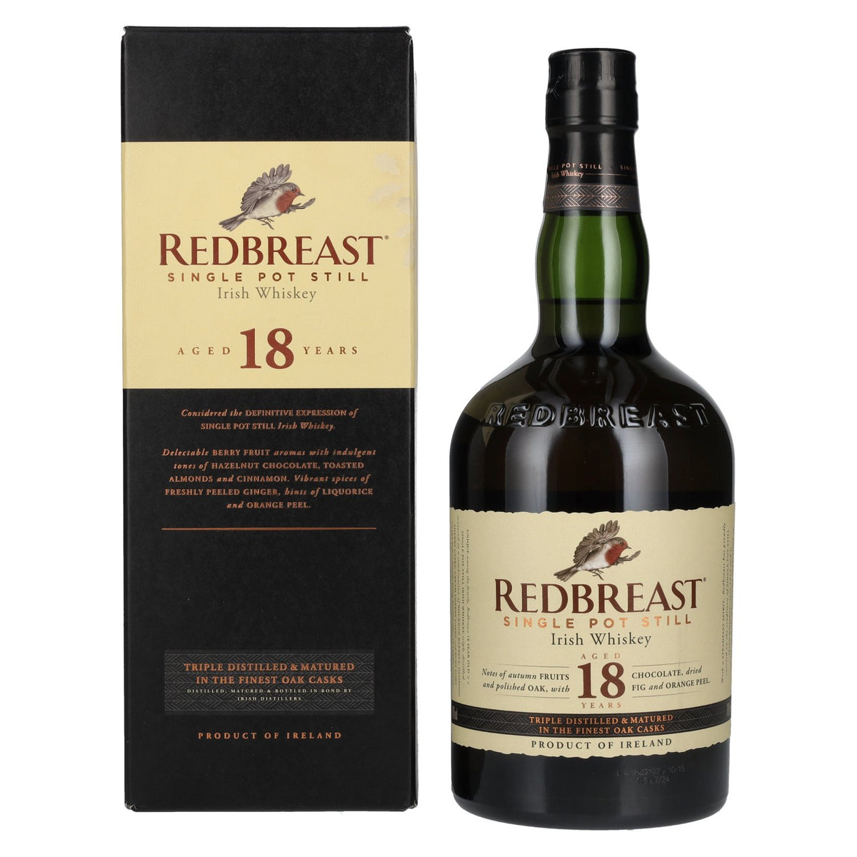 Redbreast 18 Years Old Single Pot Still Irish Whiskey 46% Vol. 0,7l in Geschenkbox