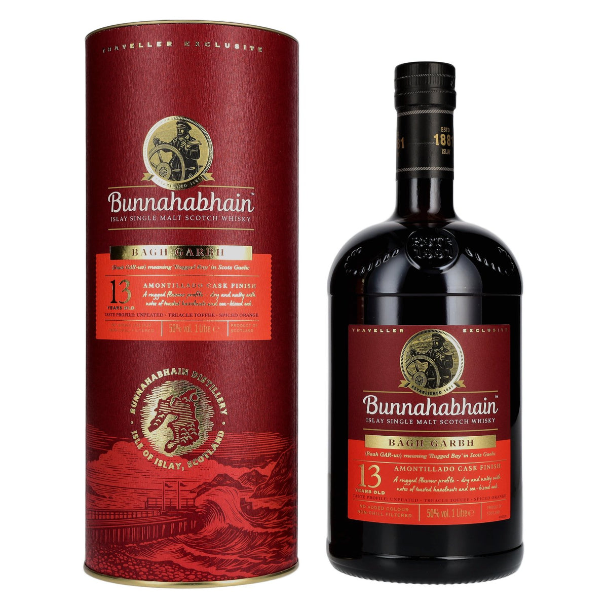 Bunnahabhain 13 Years Old BÀGH GARBH Islay Single Malt Scotch Whisky 50% vol. 1 litre in a gift box