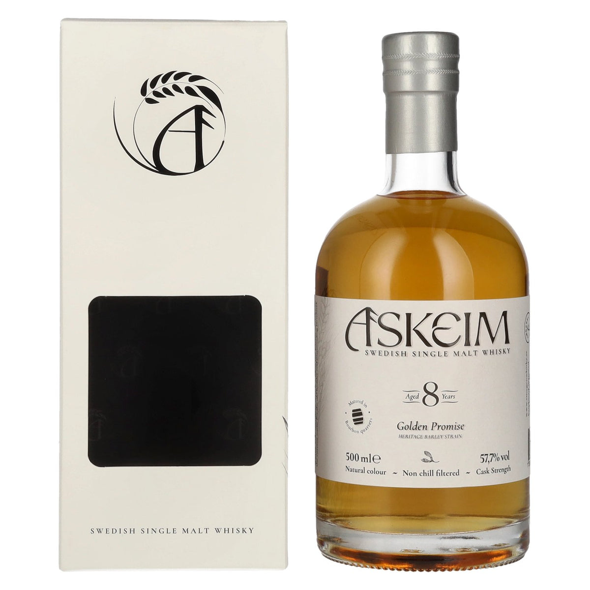 ASKEIM 8 Years Old Golden Promise Swedish Single Malt Whisky 57,7% Vol. 0,5l in Geschenkbox