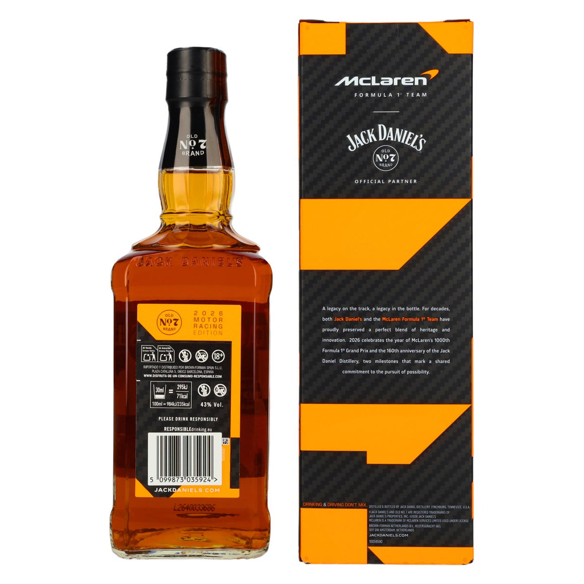Jack Daniel's Old No. 7 Brand McLaren Formula 1 Team Tennesse Whiskey Racing Edition 2026 43% Vol. 0,7l in Geschenkbox