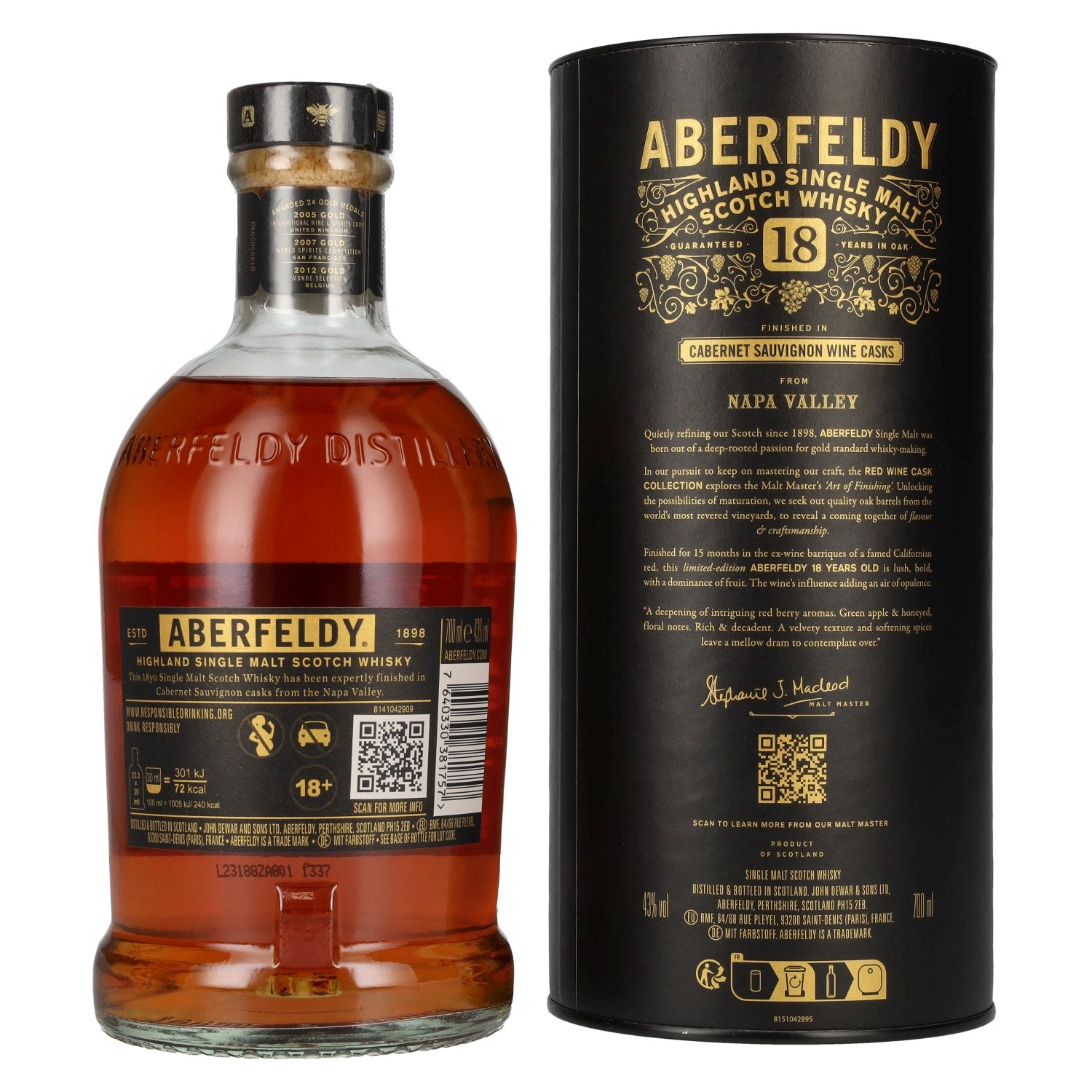 Aberfeldy 18 Years Old Cabernet Sauvignon Wine Casks NAPA VALLEY 43% Vol. 0,7l in Geschenkbox