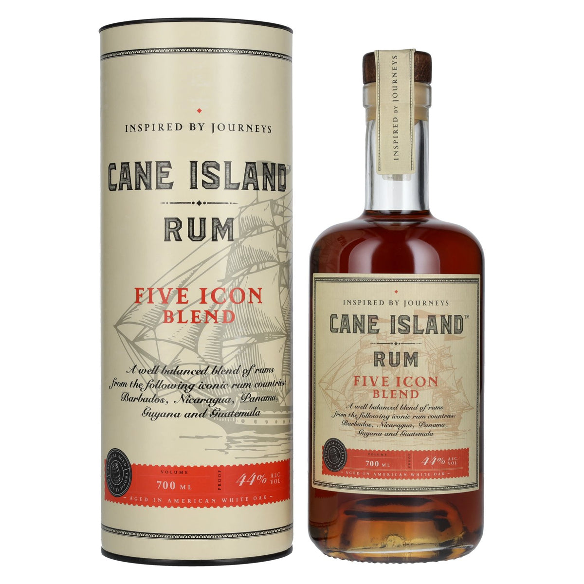 Cane Island FIVE ICON BLEND Island Rum 44% Vol. 0.7l in Gift Box