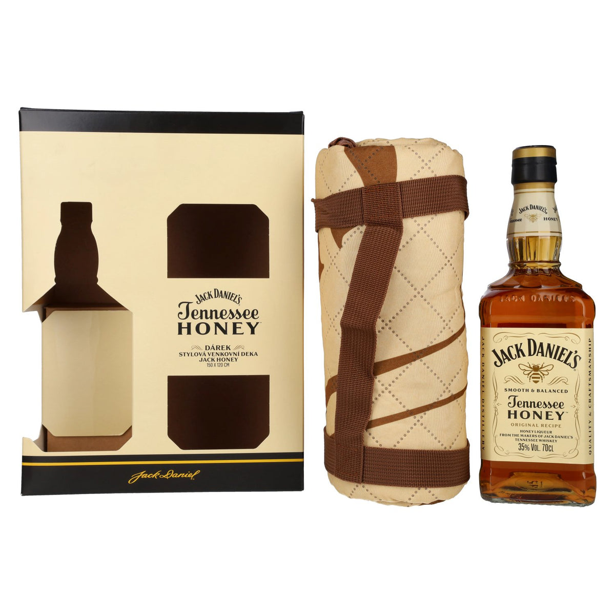 Jack Daniel's Tennessee HONEY 35% Vol. 0.7L in gift box with party blanket