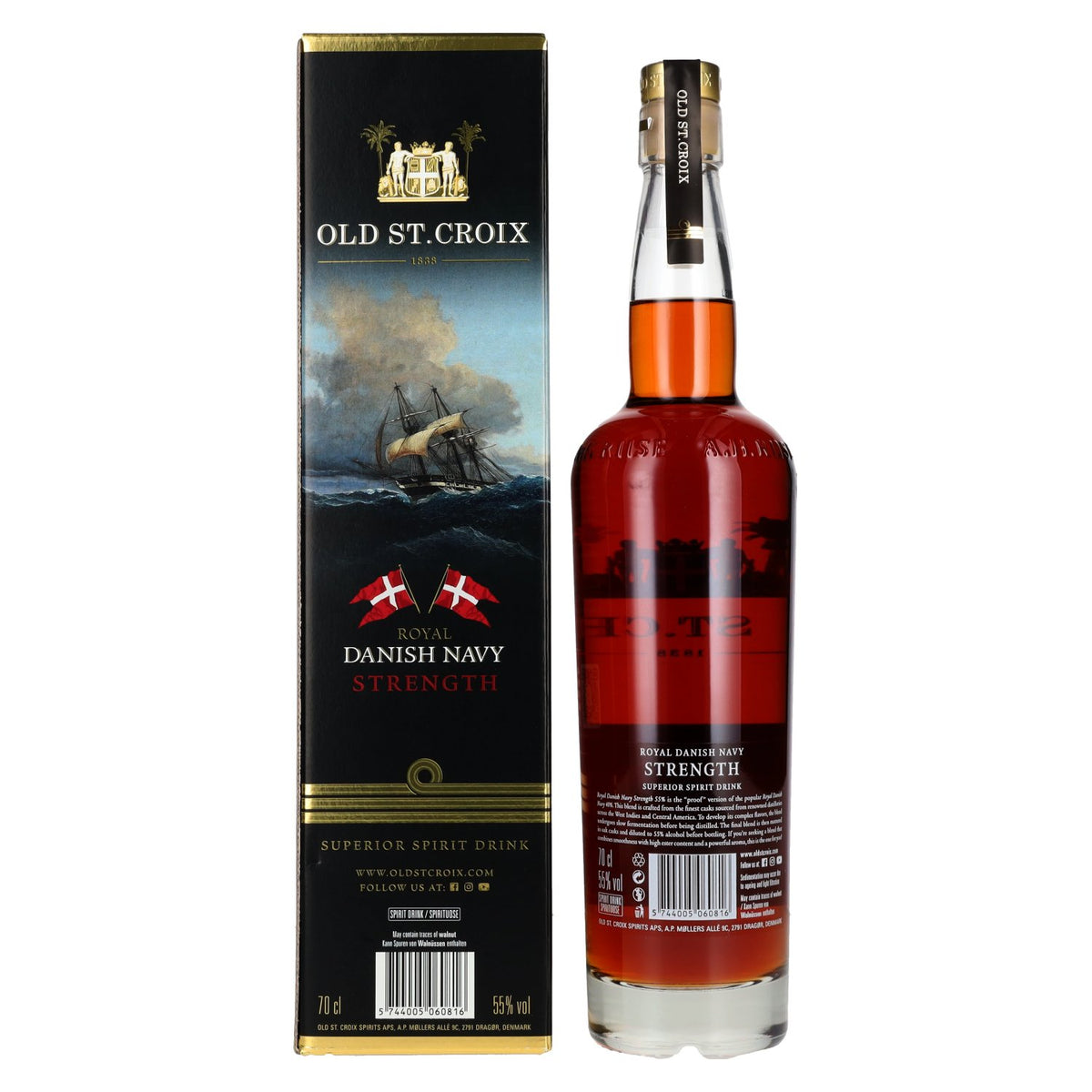 Old St. Croix A.H. Riise Royal DANISH NAVY STRENGTH Superior Spirit Drink 55% Vol. 0,7l in Geschenkbox