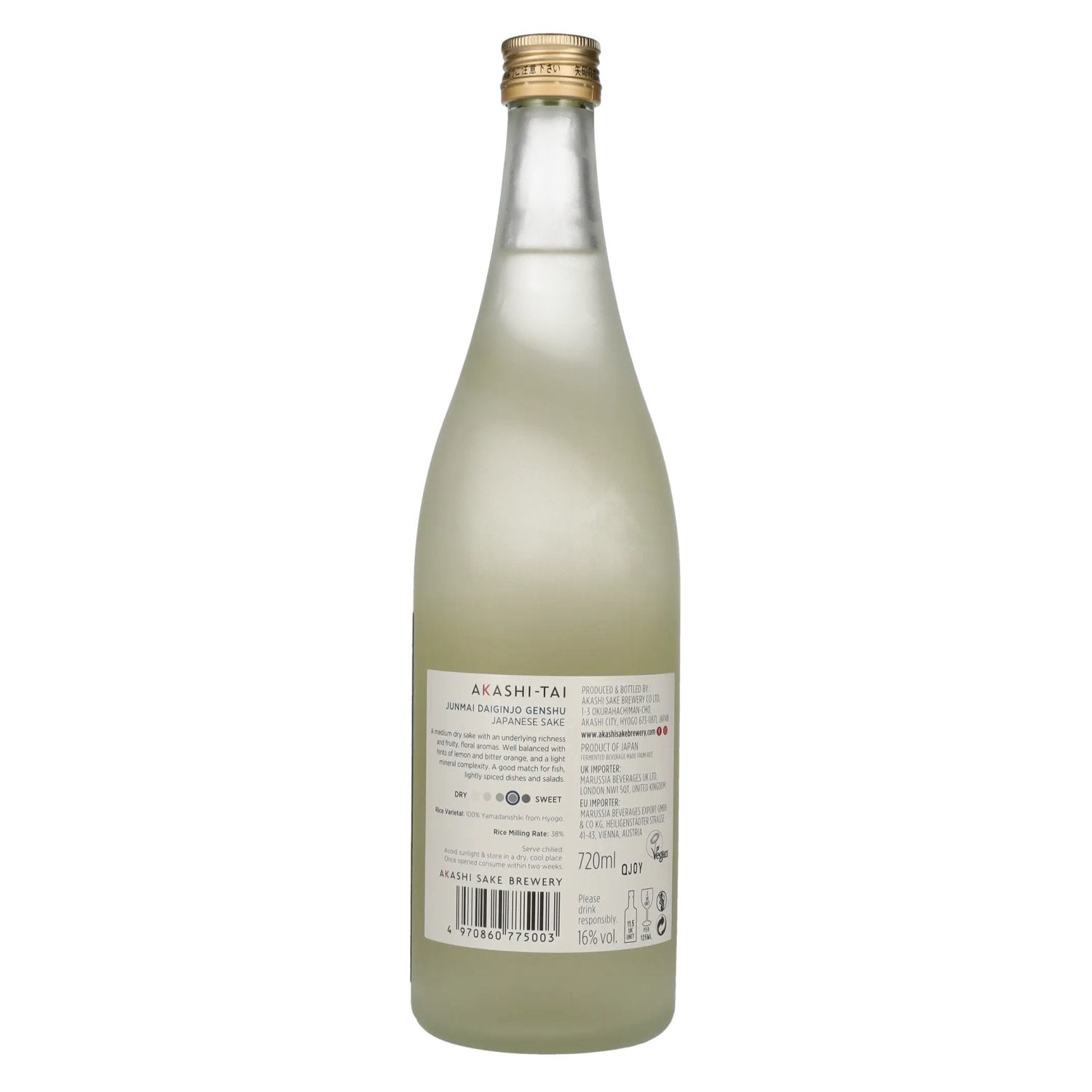 Akashi-Tai JUNMAI DAIGINJO Genshu Japanese Sake 16% Vol. 0.72l