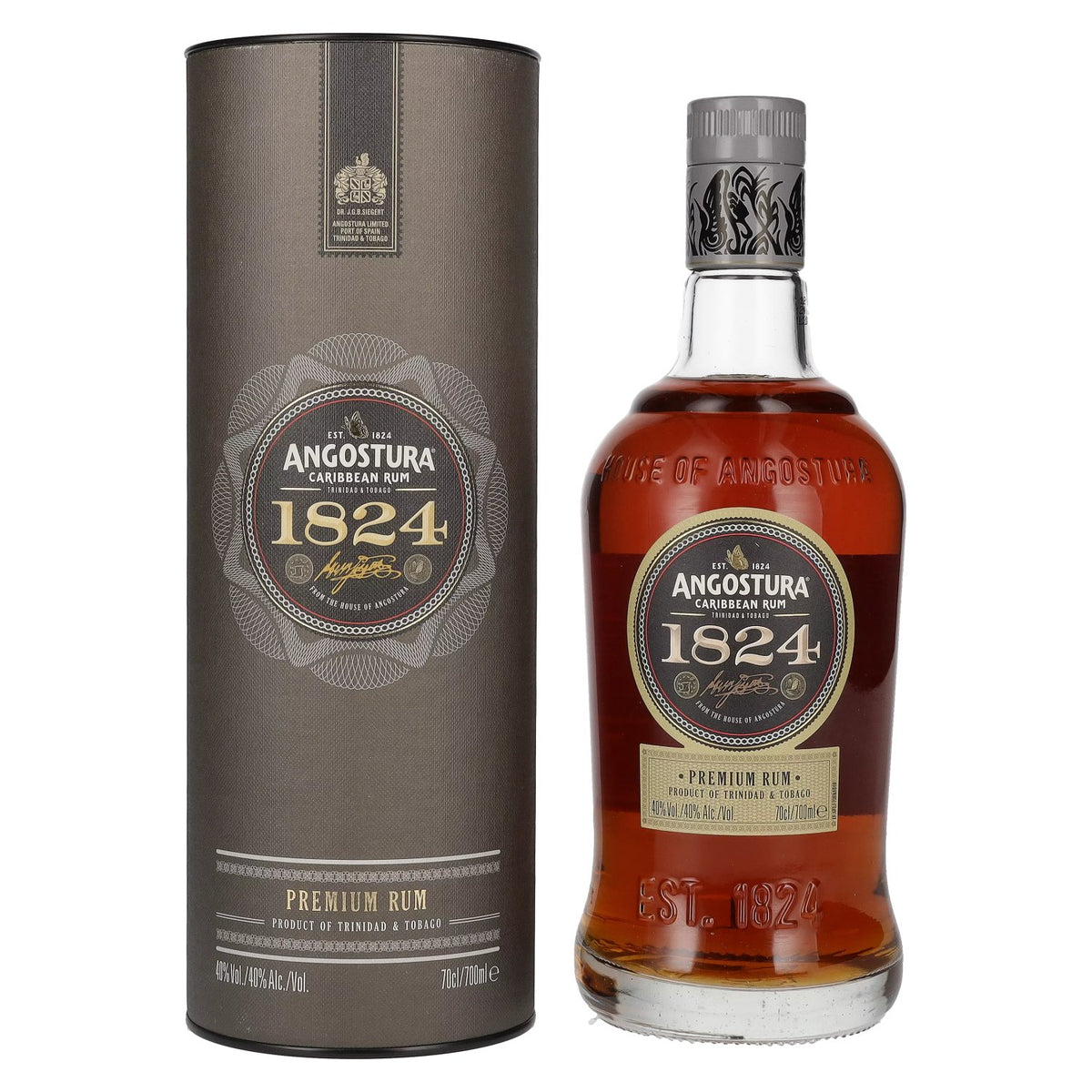 Angostura 1824 Premium Caribbean Rum 40% ABV, 0.7 litres, in a gift box