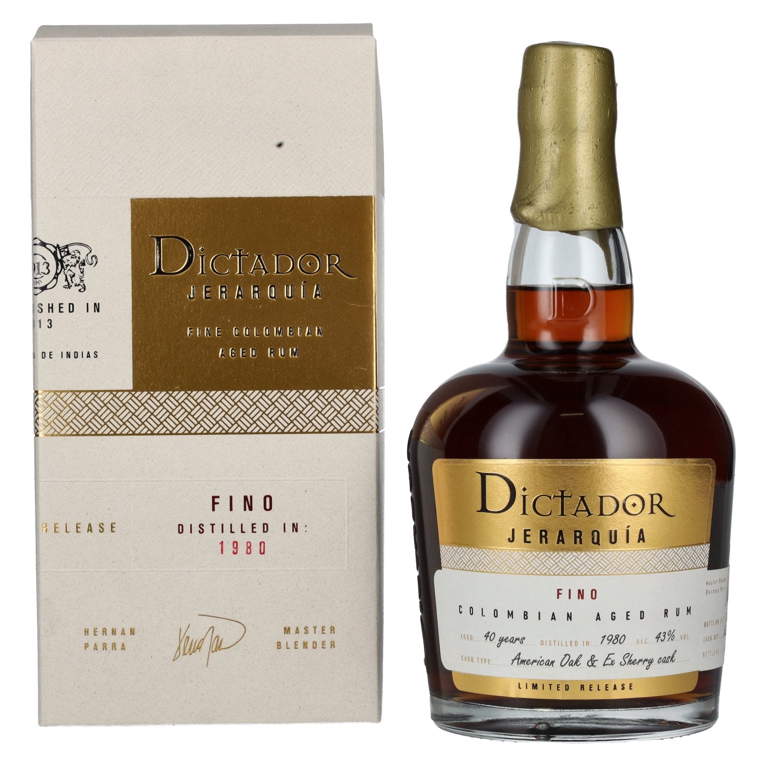 Dictador JERARQUÍA 40 Years Old FINO Rum 1980 43% Vol. 0.7l in gift box