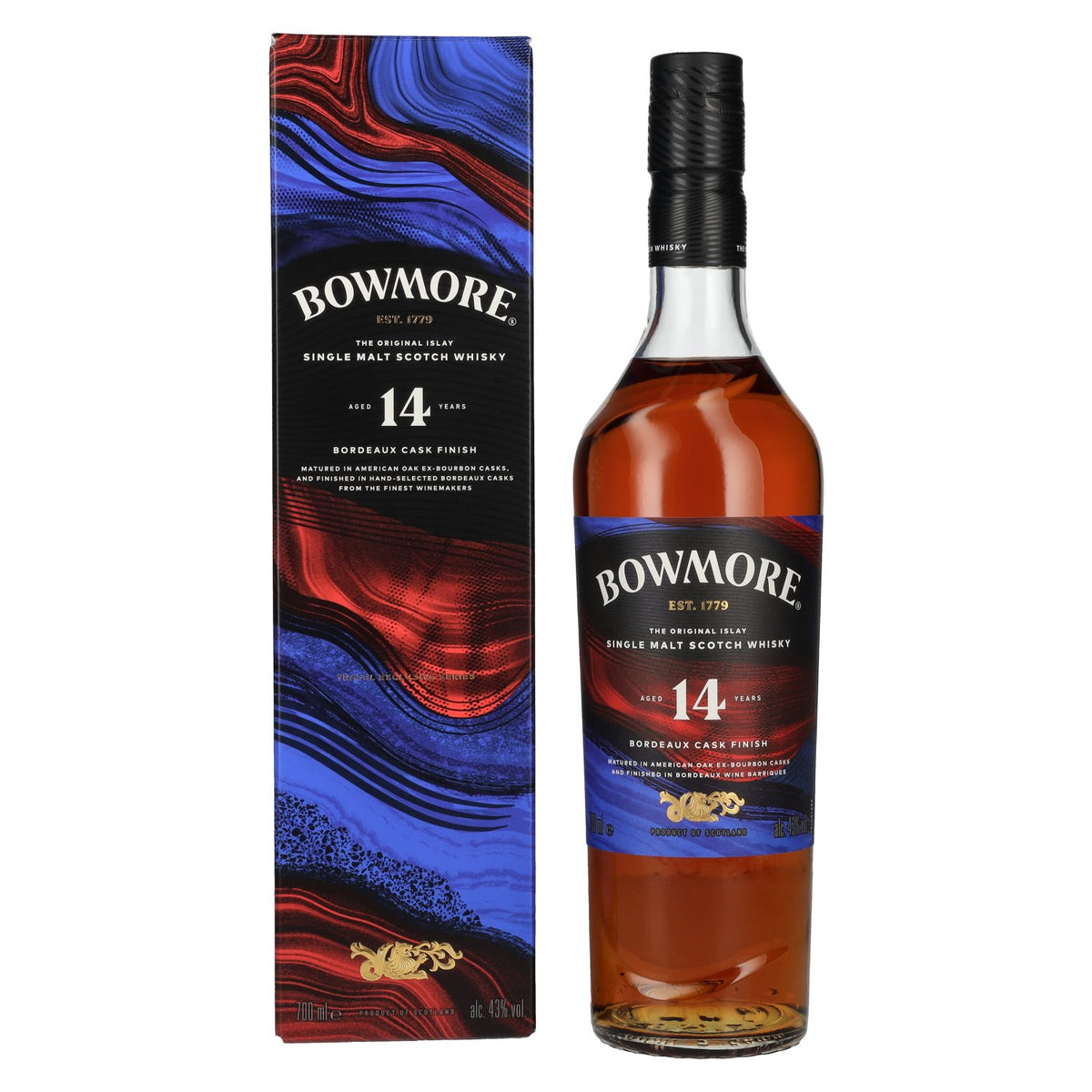 Bowmore 14 Years Old Bordeaux Cask Finish Islay Single Malt 43% Vol. 0,7l in Geschenkbox