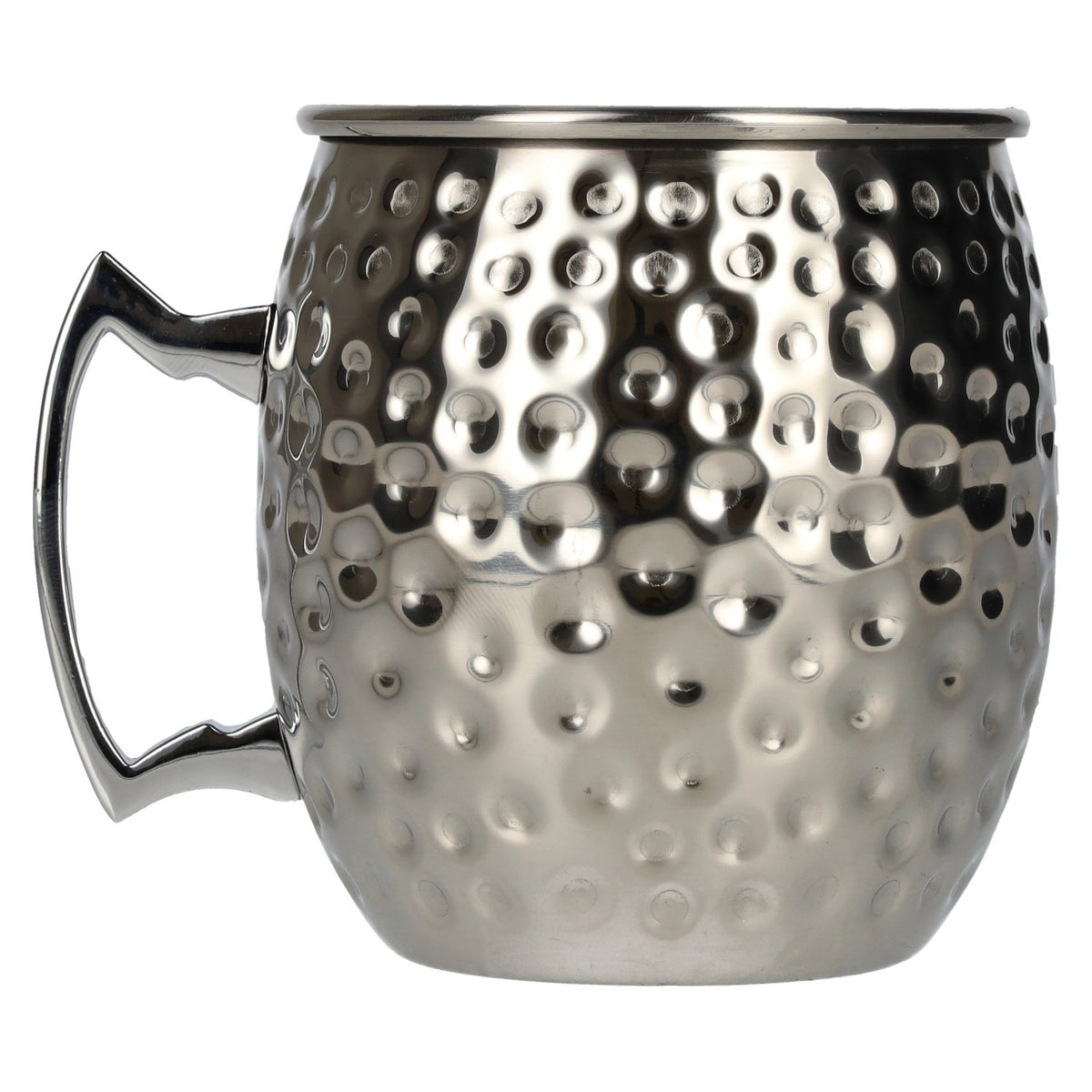 Moscow Mule mug, stainless steel look, polished hammered finish, 0.55l