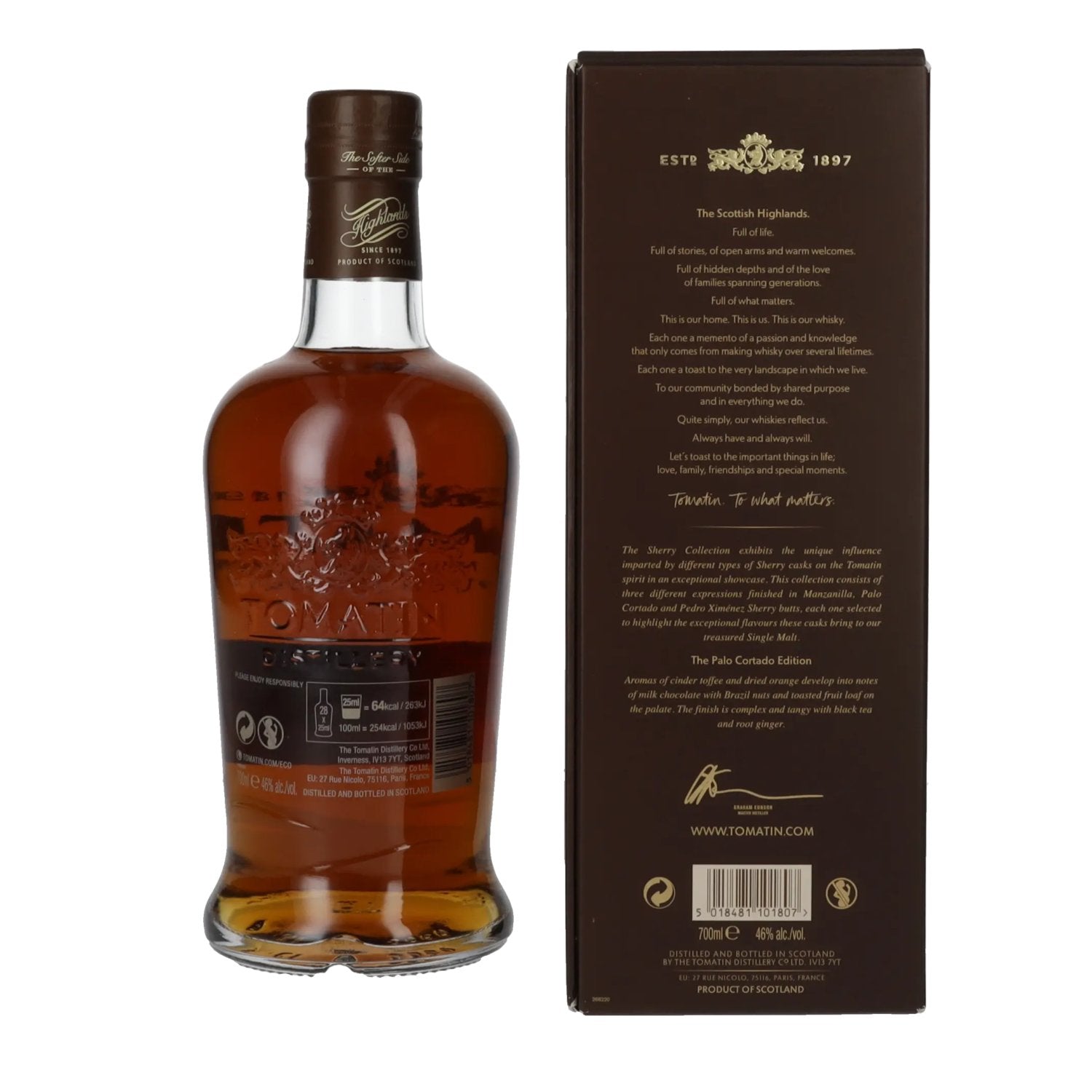 Tomatin 15 Years Old SHERRY COLLECTION Palo Cortado Sherry Butts Limited Edition 2008 46% Vol. 0.7l in Gift Box