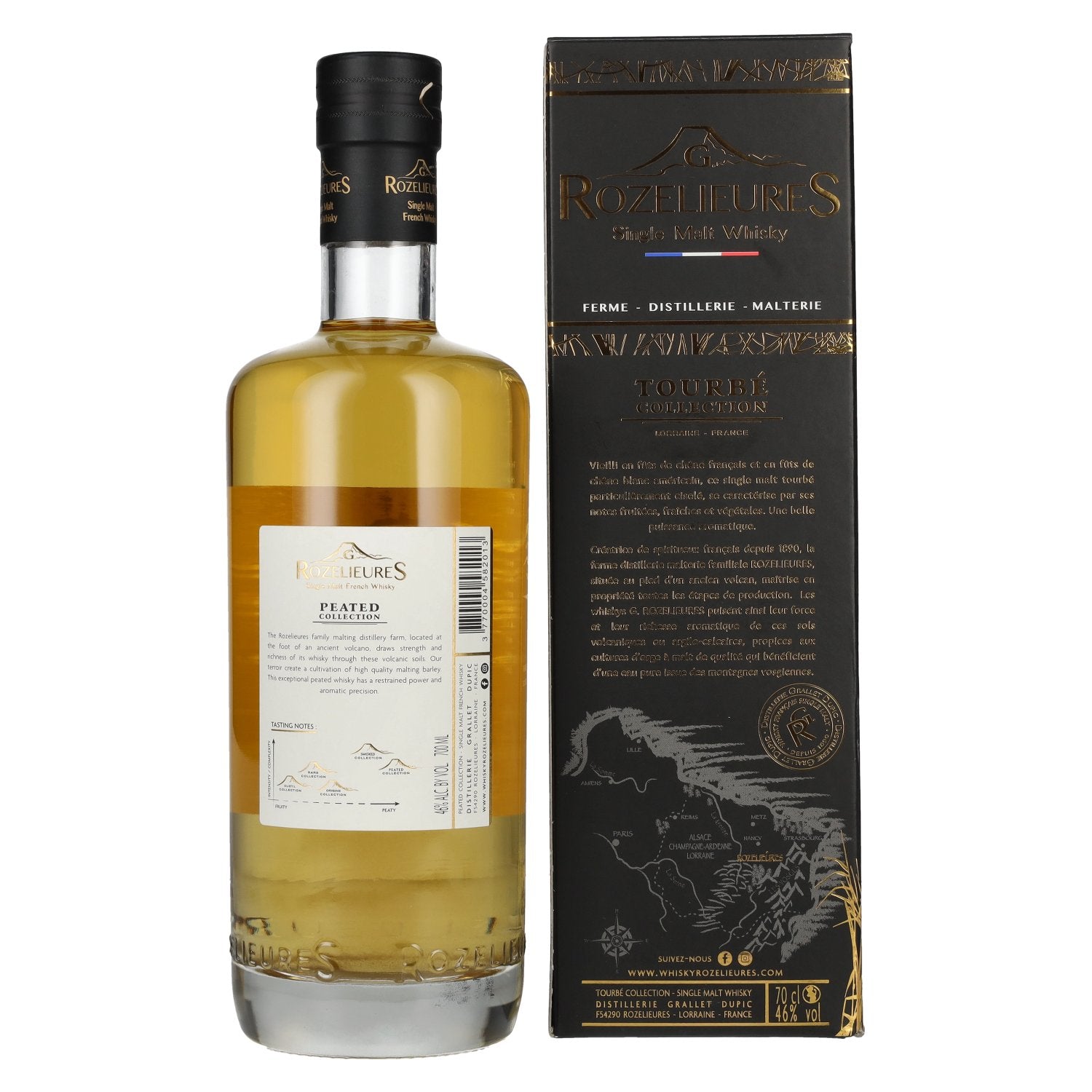 G. Rozelieures PEATED COLLECTION Single Malt Whisky 46% Vol. 0.7l in Gift Box