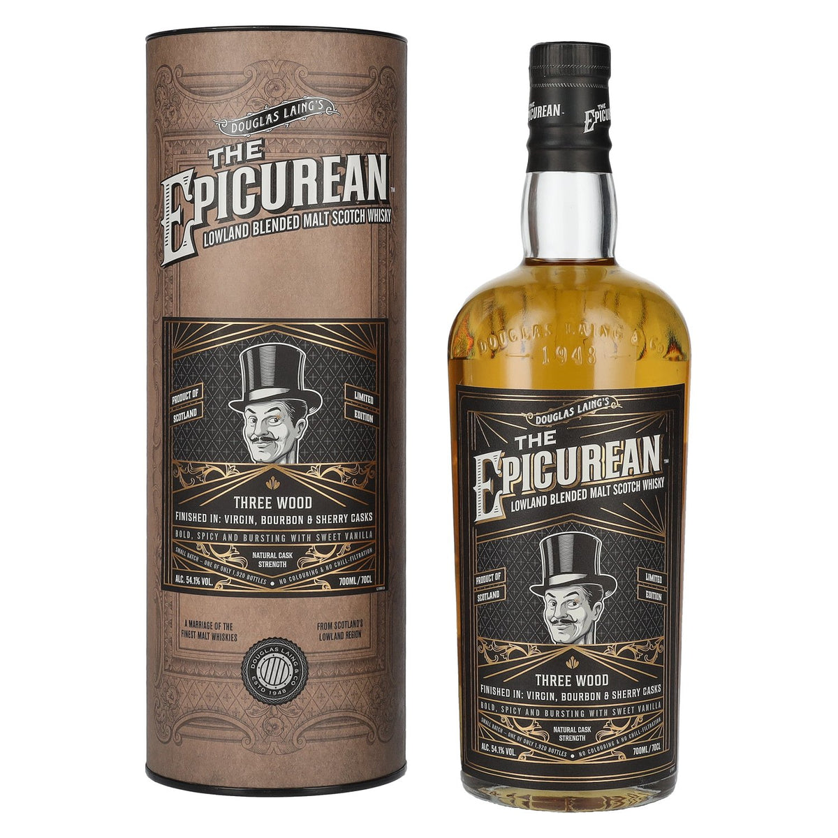 Douglas Laing THE EPICUREAN Three Wood Lowland Blended Malt 54.1% Vol. 0.7L in Gift Box