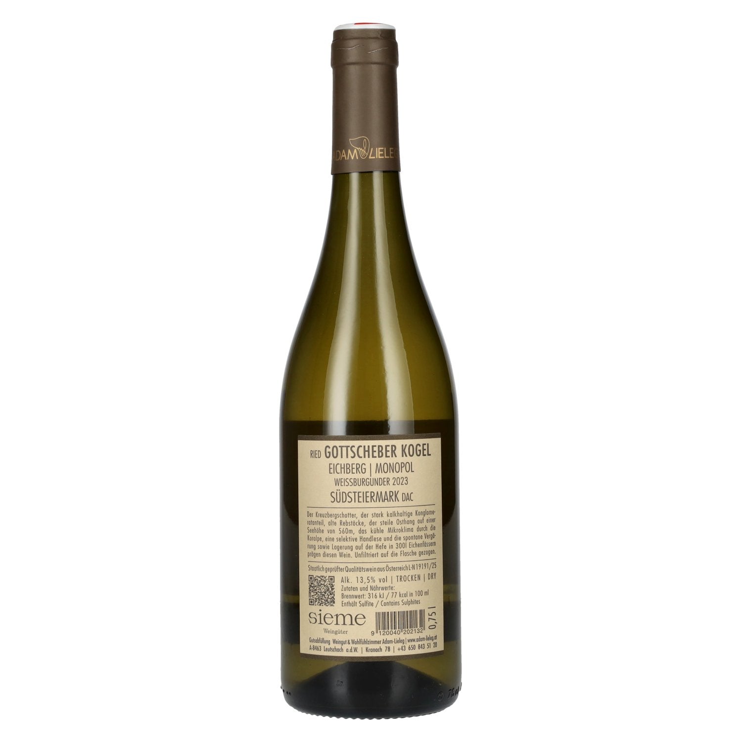 Adam-Lieleg Weissburgunder Ried Gottscheber Kogel Monopol Südsteiermark DAC 2023 13,5% Vol. 0,75l