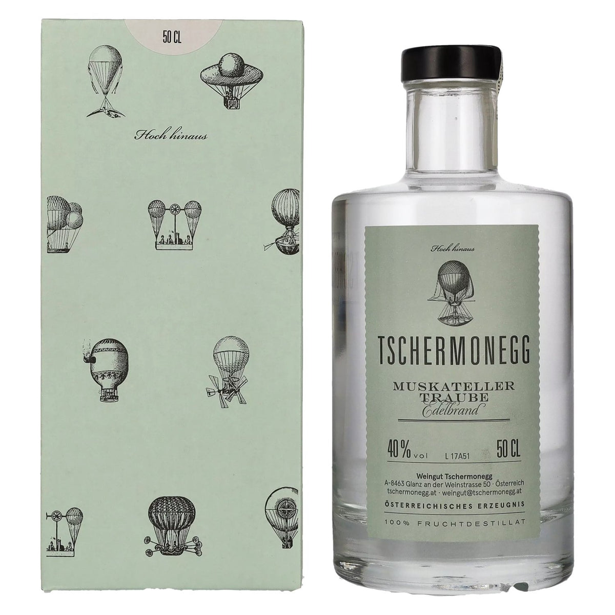 Tschermonegg Muscat Grape Brandy 40% Vol. 0.5l in Gift Box