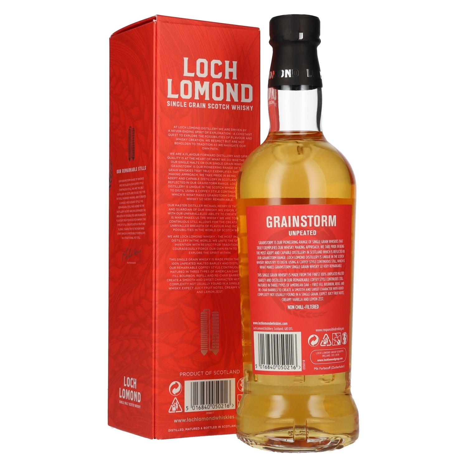 Loch Lomond SINGLE GRAIN Grainstorm Unpeated Scotch Whisky 46% Vol. 0.7l in Gift Box