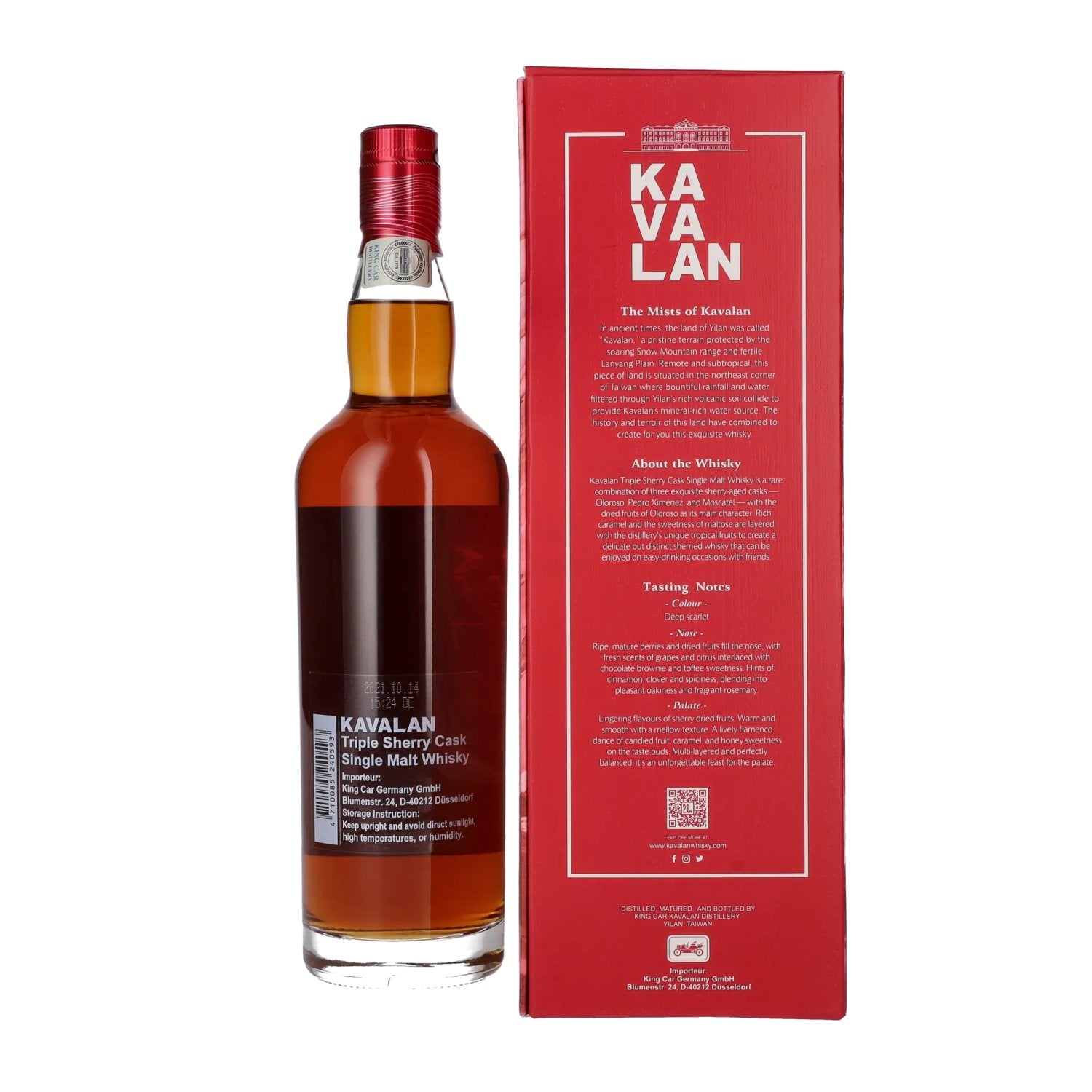 Kavalan TRIPLE SHERRY CASK Single Malt Whisky 40% Vol. 0.7L in Gift Box