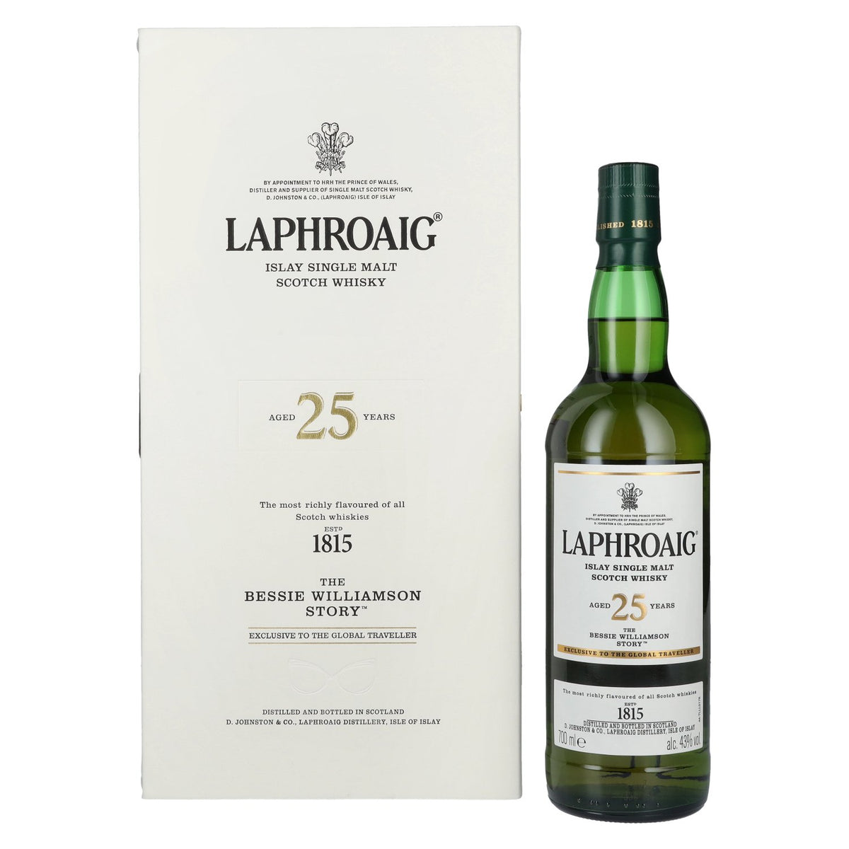 Laphroaig 25 Years Old THE BESSIE WILLIAMSON STORY Edition 2019 43% Vol. 0.7L in gift box