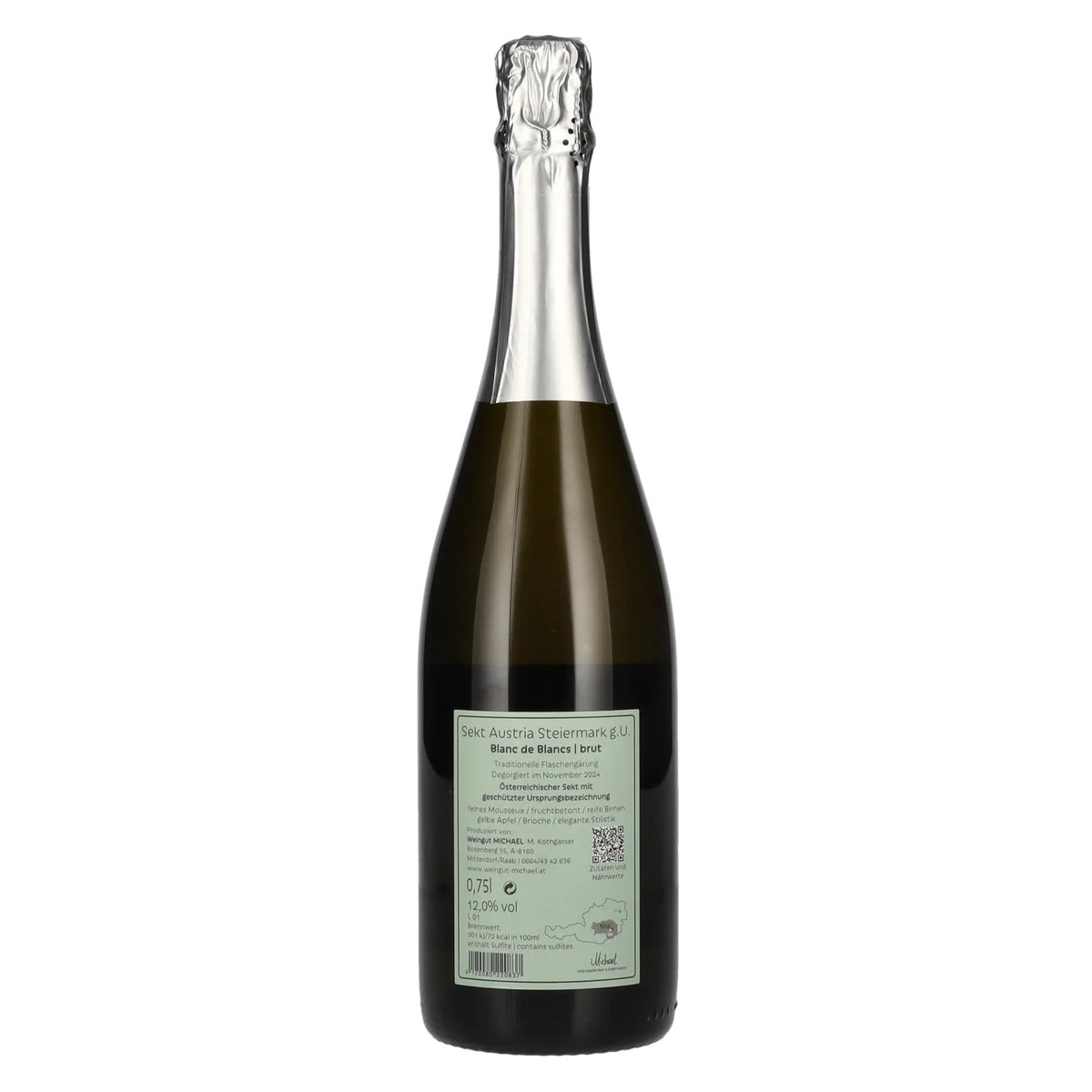 MICHAEL Sparkling Wine, Brut Blanc de Blancs, 12% ABV, 0.75 l