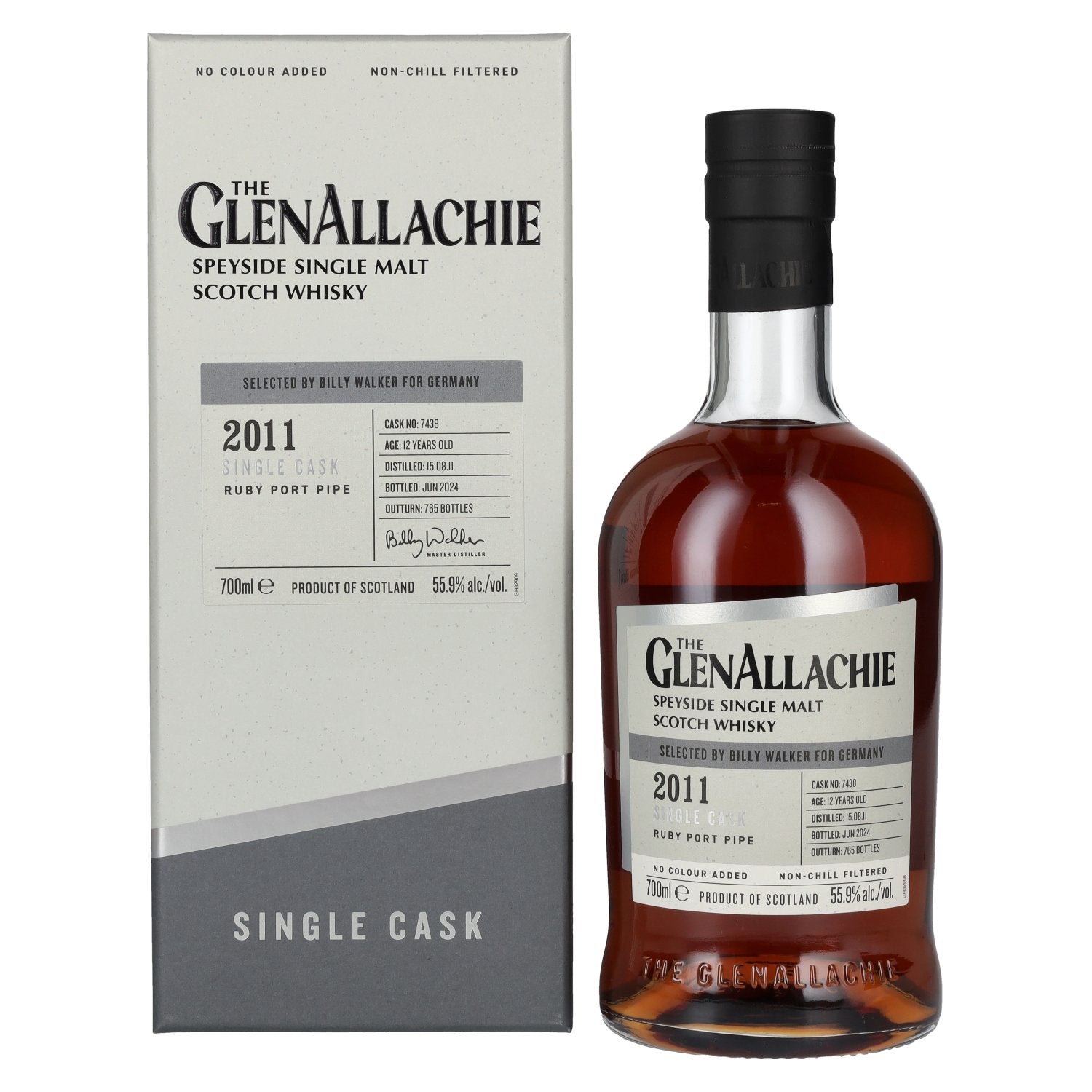 The GlenAllachie 12 Years Old RUBY PORT PIPE 2011 55.9% Vol. 0.7l in gift box