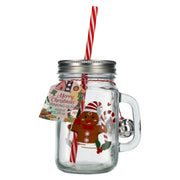 'Merry Christmas' drinking glass with lid and straw, 0.45 l