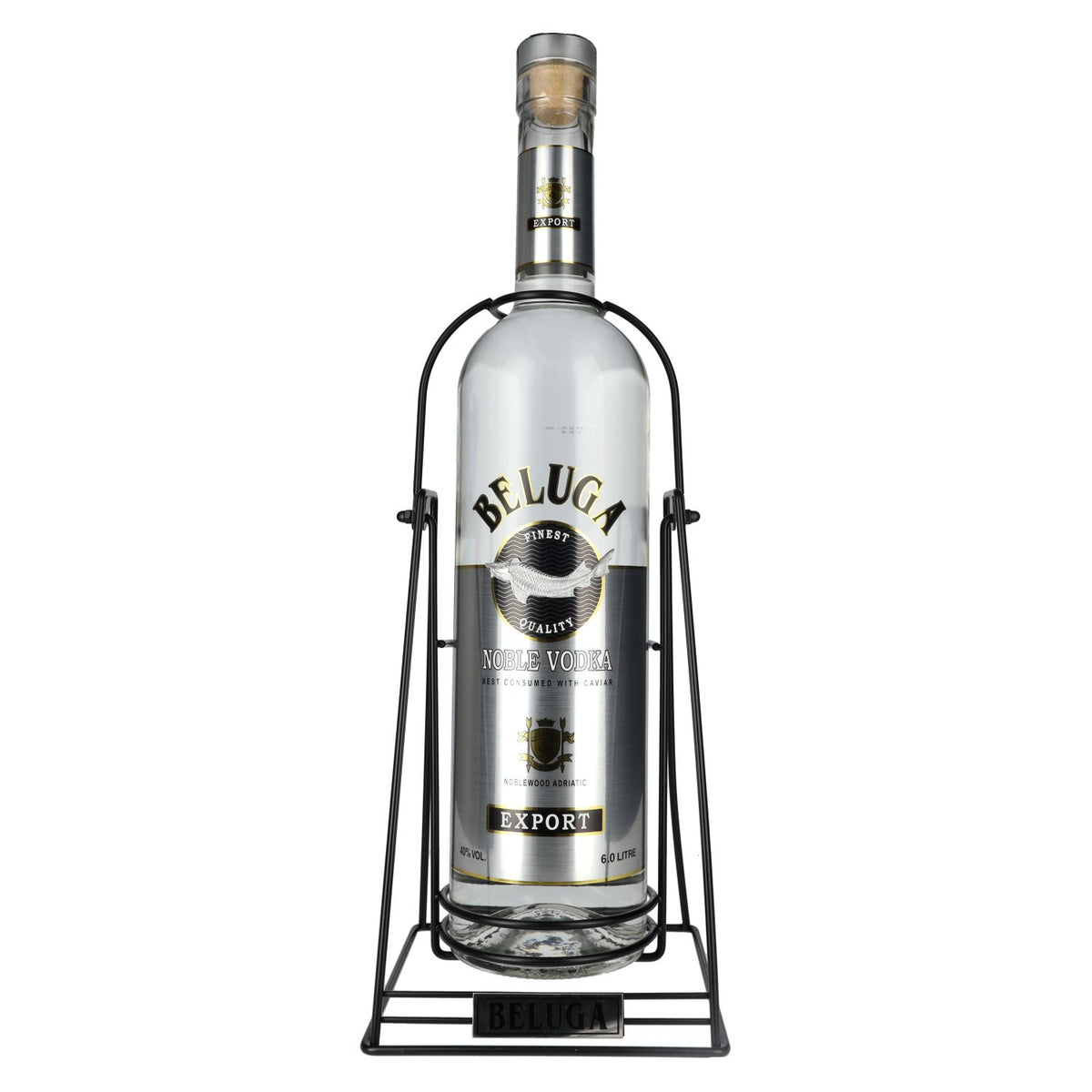 Beluga Noble Vodka EXPORT Montenegro 40% Vol. 6l mit Schwenkständer