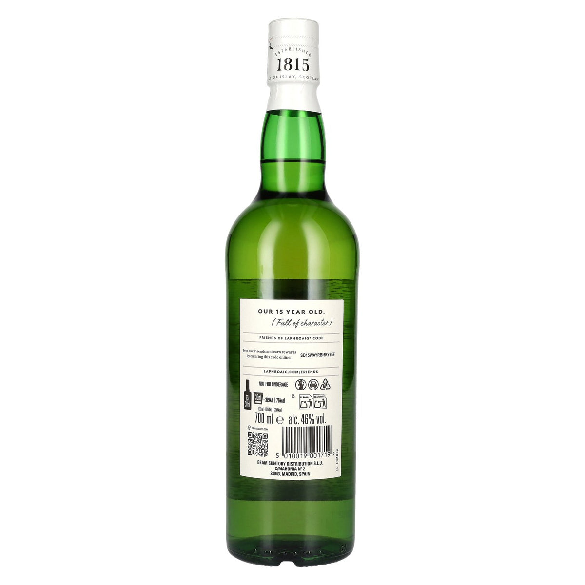 Laphroaig 15 Years Old Islay Single Malt Scotch Whisky 46% ABV 0.7l