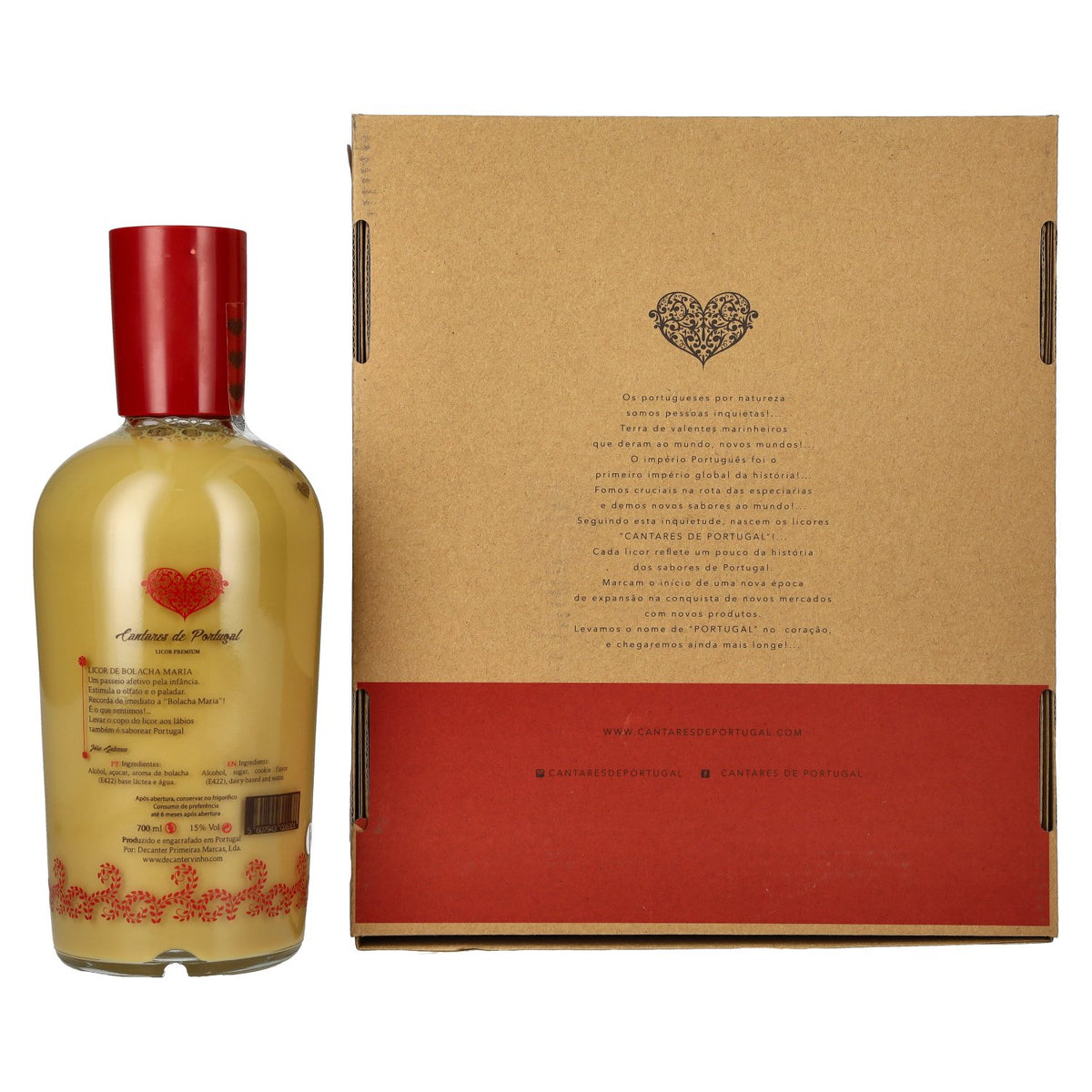 Cantares de Portugal Licor de Bolacha Maria 15% Vol. 0,7l in Geschenkbox mit 2 Gläsern
