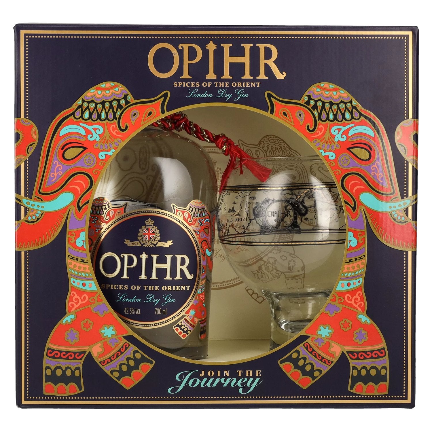 Opihr ORIENTAL SPICED London Dry Gin 42.5% Vol. 0.7l in gift box with globe glass