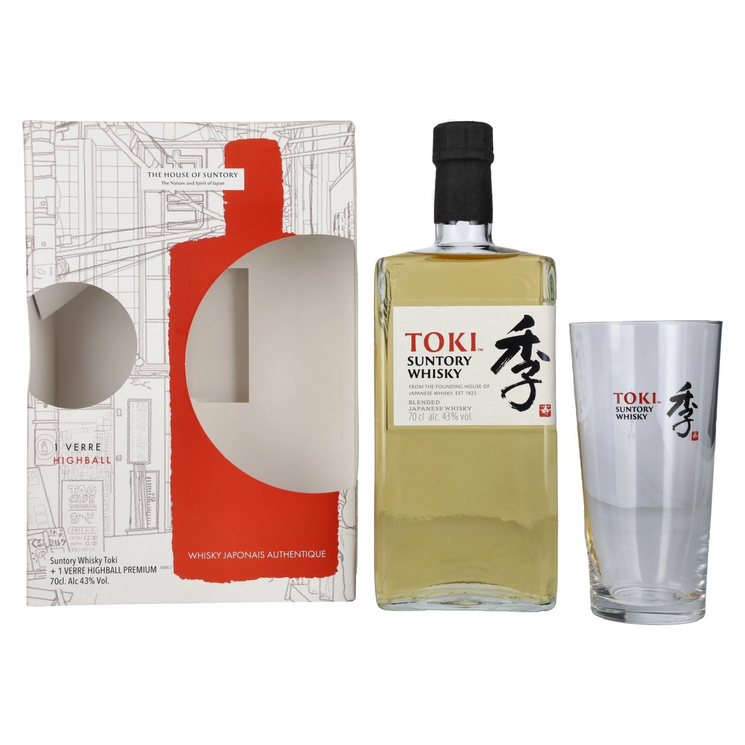 Suntory TOKI Blended Japanese Whisky 43% Vol. 0.7l in Gift Box with Highball Glass