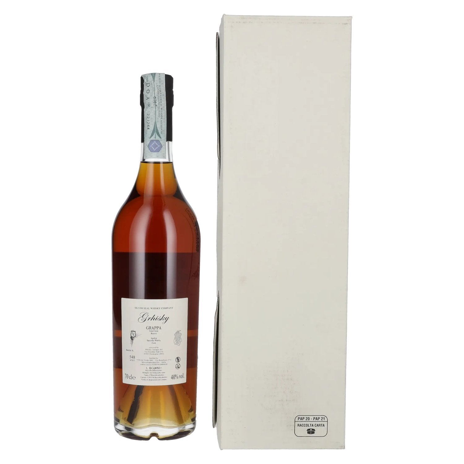Silver Seal Grappa Riserva Single Speyside Whisky Cask 2023 40% Vol. 0,7l in Geschenkbox