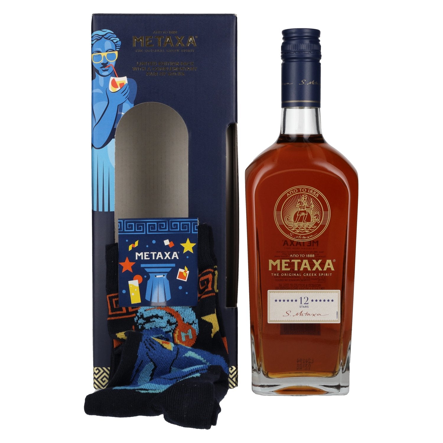 Metaxa 12 Stars 40% Vol. 0.7l in gift box with socks
