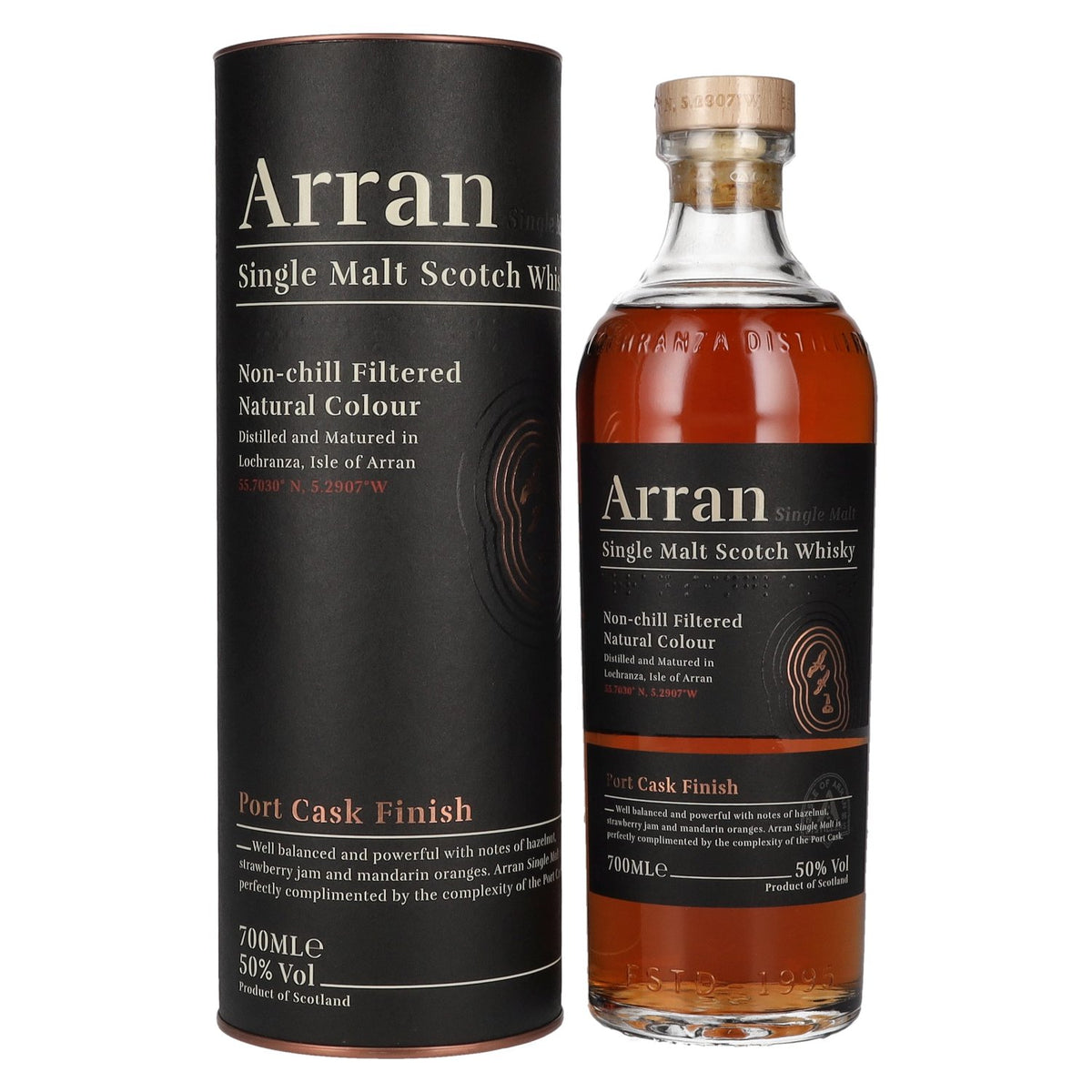 Arran Single Malt PORT CASK FINISH Single Malt Scotch Whisky 50% Vol. 0.7l in gift box