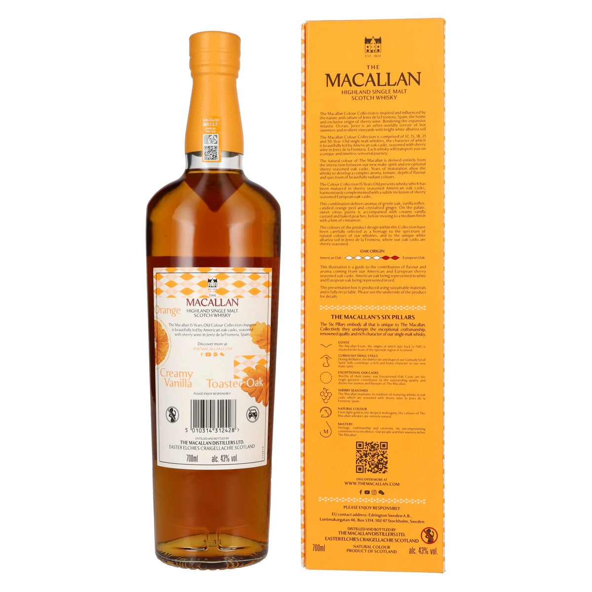 The Macallan 15 Years Old Colour Collection Highland Single Malt Scotch Whisky 43% ABV, 0.7l in a gift box