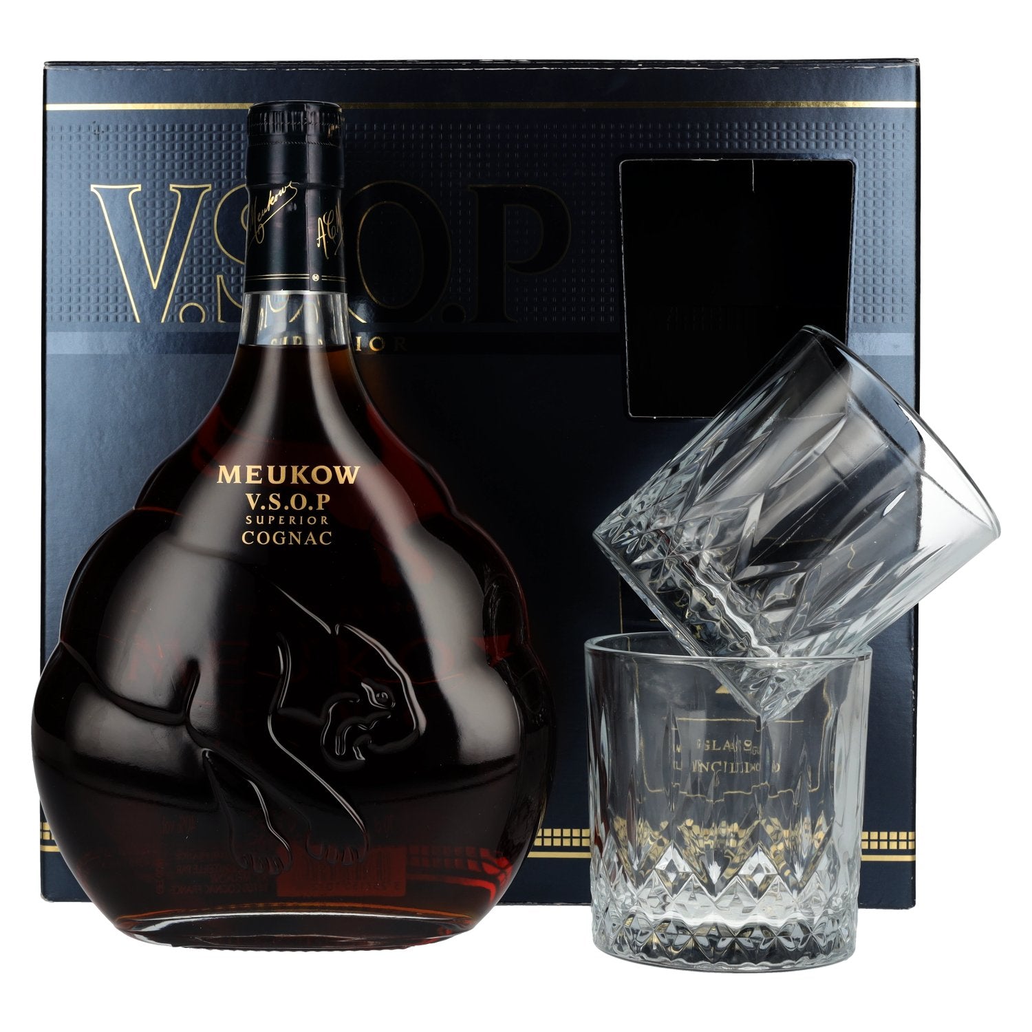 Meukow V.S.O.P Superior Cognac 40% Vol. 0,7l in Geschenkbox mit 2 Gläser