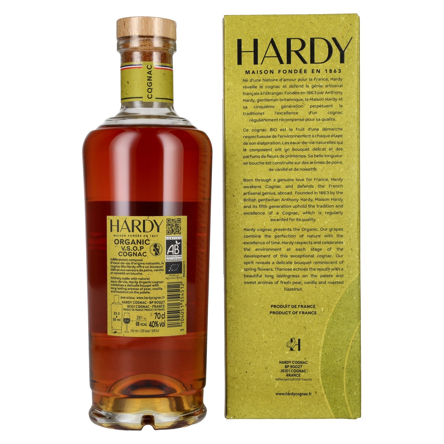 Hardy V.S.O.P Organic Cognac 40% Vol. 0.7l in Gift Box
