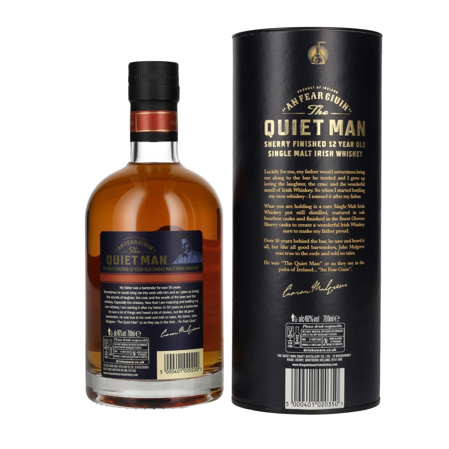 The Quiet Man AN FEAR CIUIN 12 Year Old SHERRY FINISHED 46% Vol. 0,7l in Geschenkbox