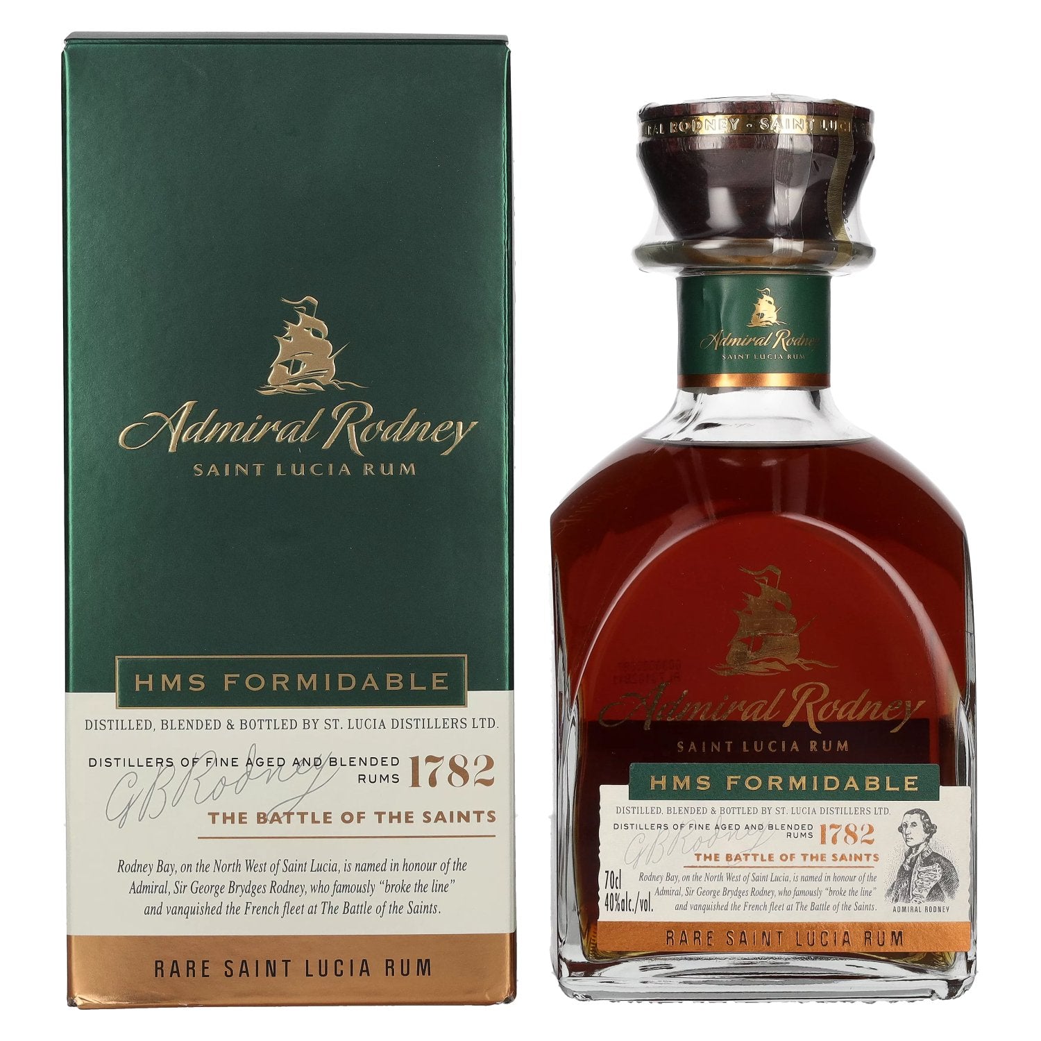 Admiral Rodney HMS FORMIDABLE Rare Saint Lucia Rum 40% Vol. 0.7L in Gift Box