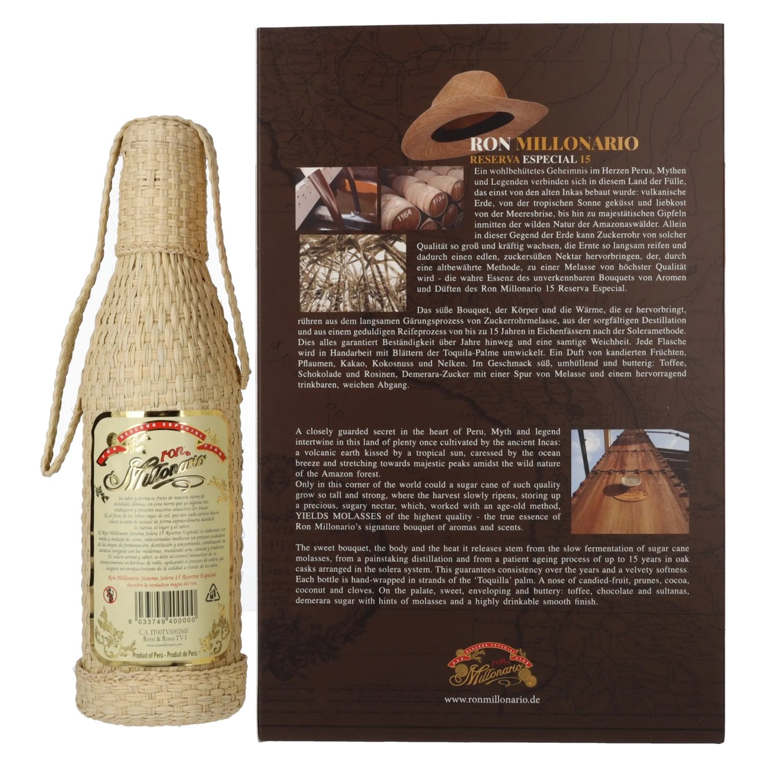 Ron Millonario 15 Solera Reserva Especial 40% Vol. 0.7l in gift box with 2 glasses
