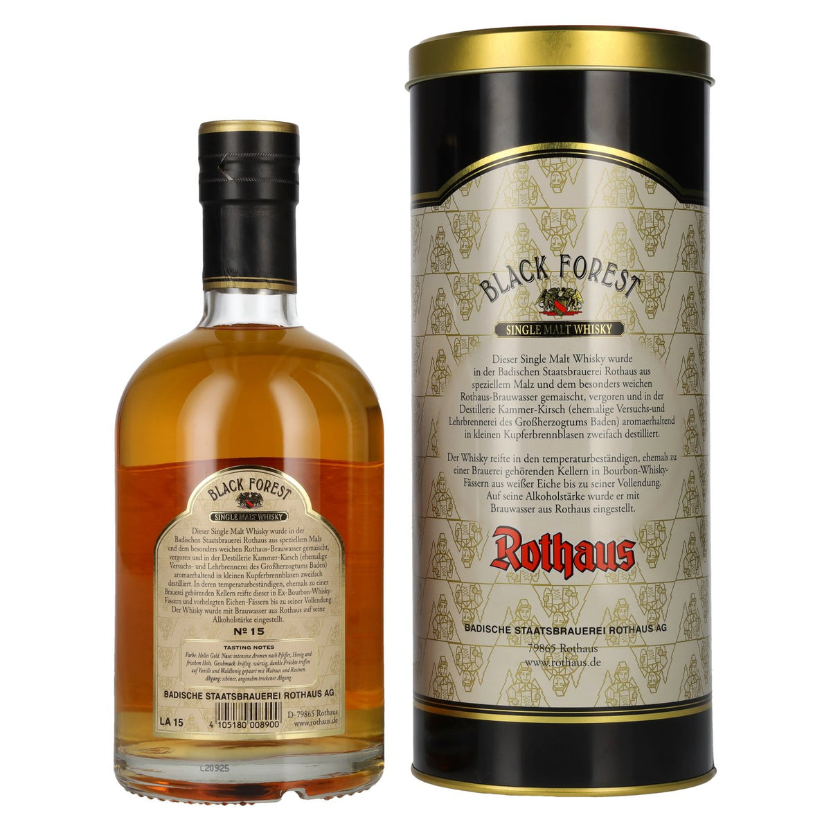 Black Forest Rothaus Single Malt Whisky Edition No. 15 43% Vol. 0.7l in Tinbox