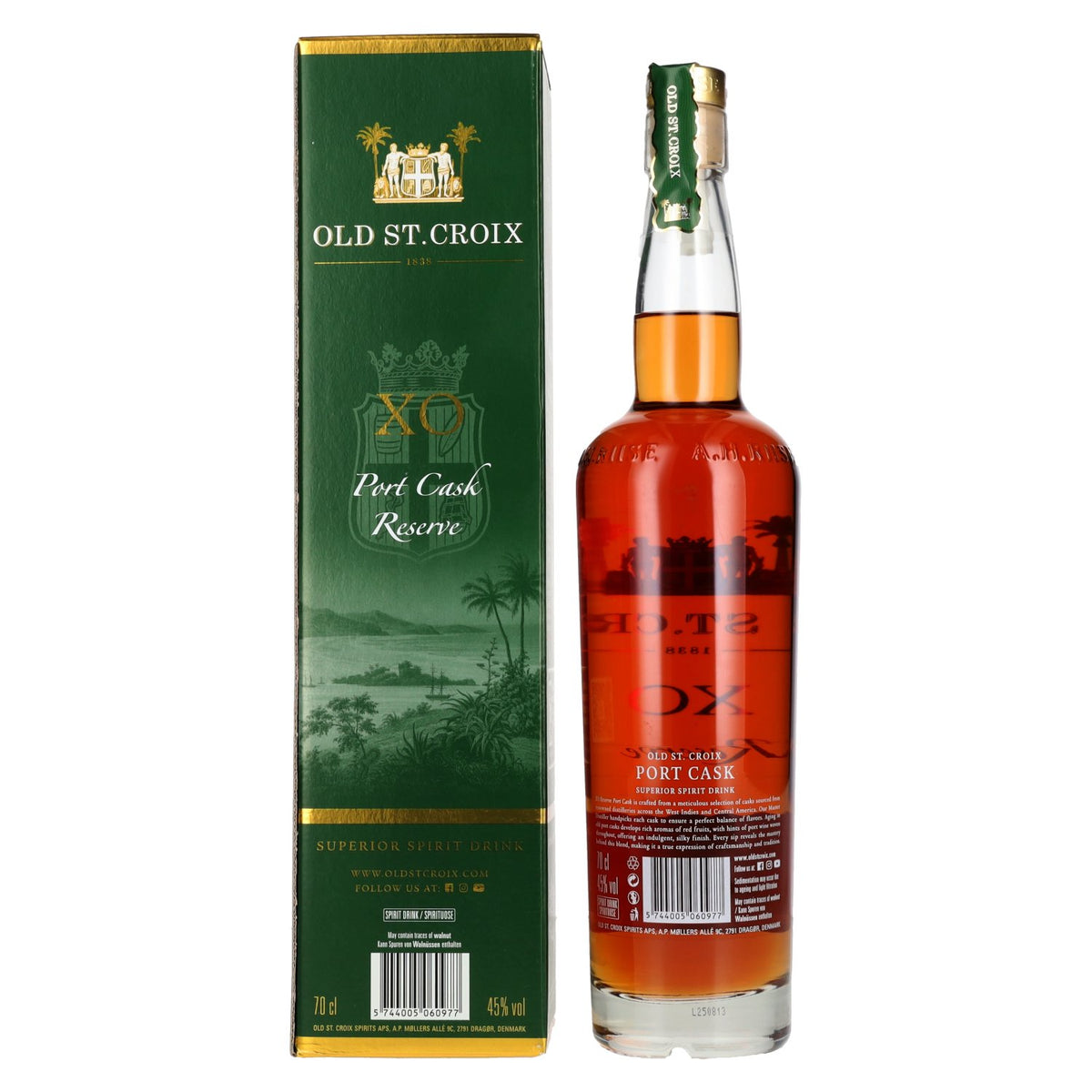 Old St. Croix A.H. Riise X.O. Reserve Port Cask Superior Spirit Drink 45% vol. 0.7 l in a gift box