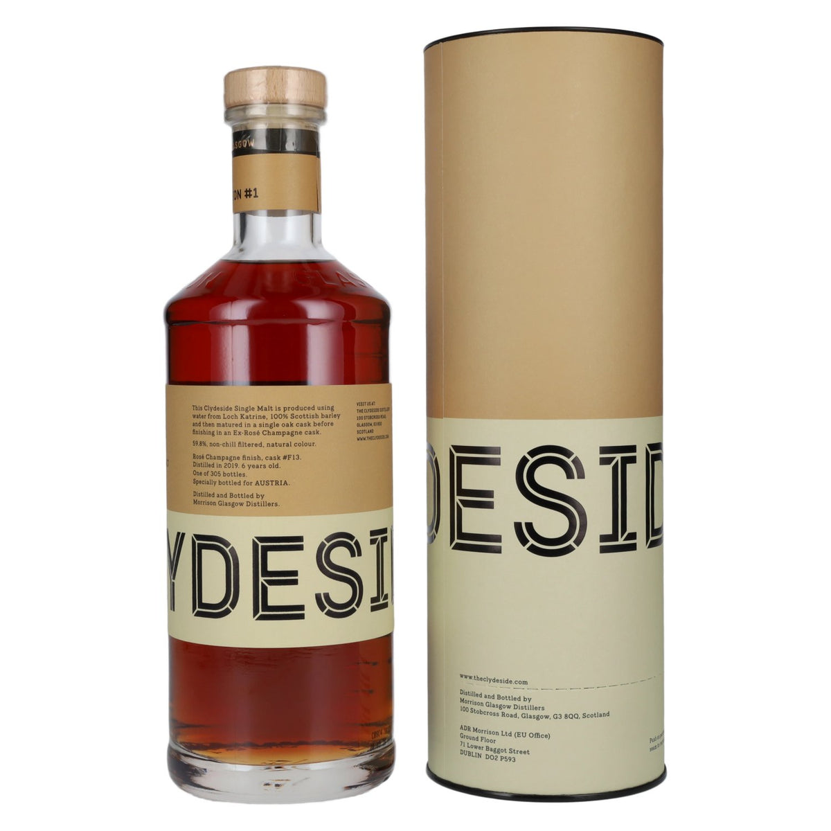 Clydeside AUSTRIA EDITION #1 Rosé Champagne Cask Finish Lowland Single Malt 59.8% vol. 0.7l in a gift box