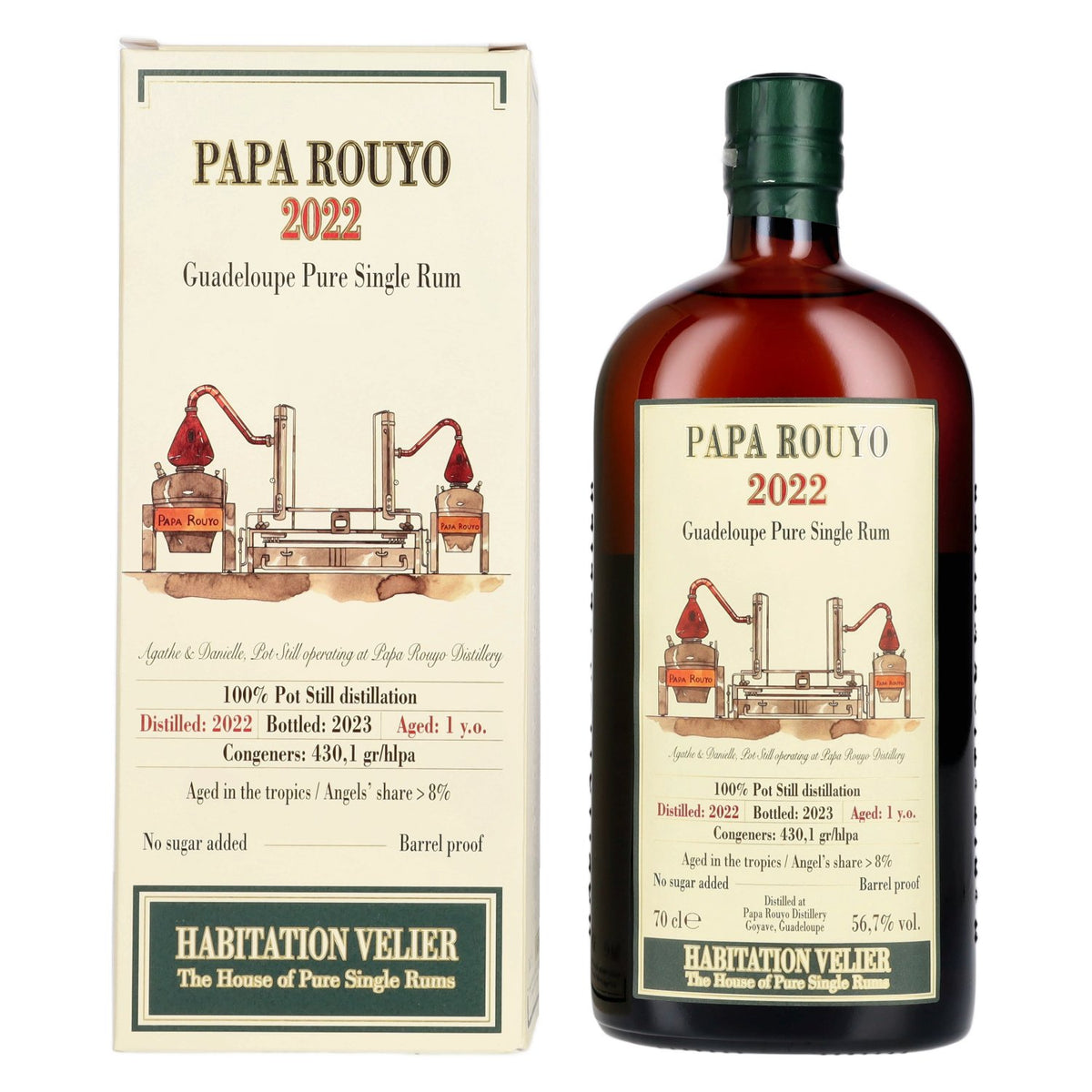 Habitation Velier Papa Rouyo Guadeloupe Pure Single Rum 2022 56.7% ABV 0.7l in a gift box