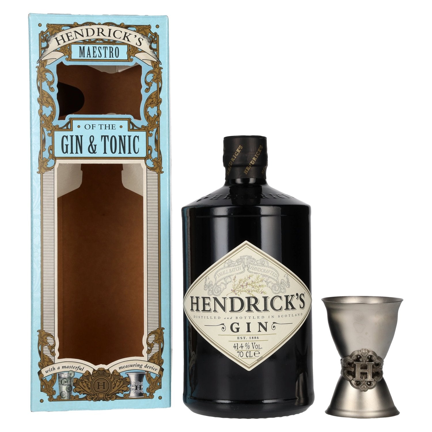 Hendrick's Gin 41.4% Vol. 0.7l in gift box with measuring cup