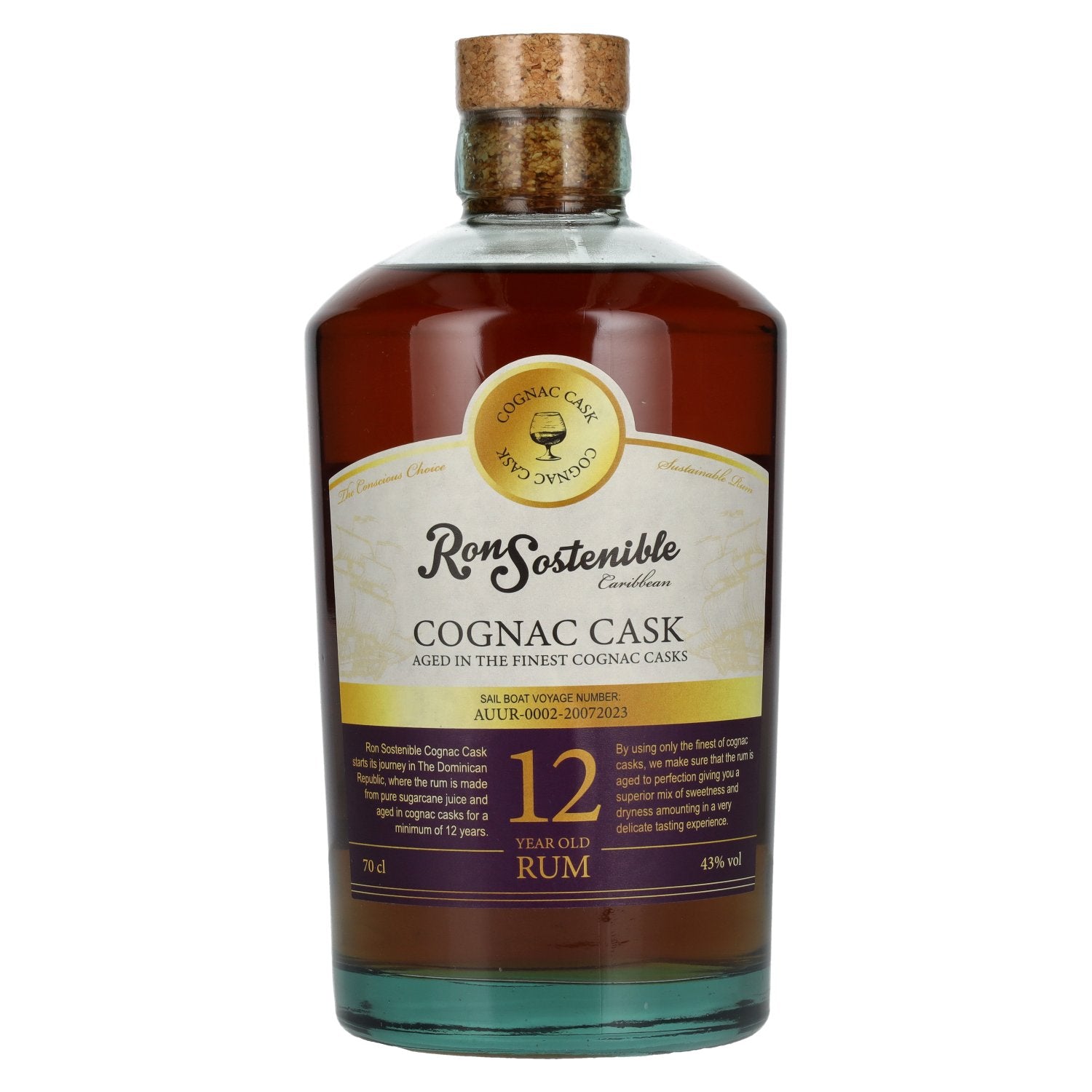 Ron Sostenible 12 Years Old Cognac Cask Rum 43% Vol. 0.7l