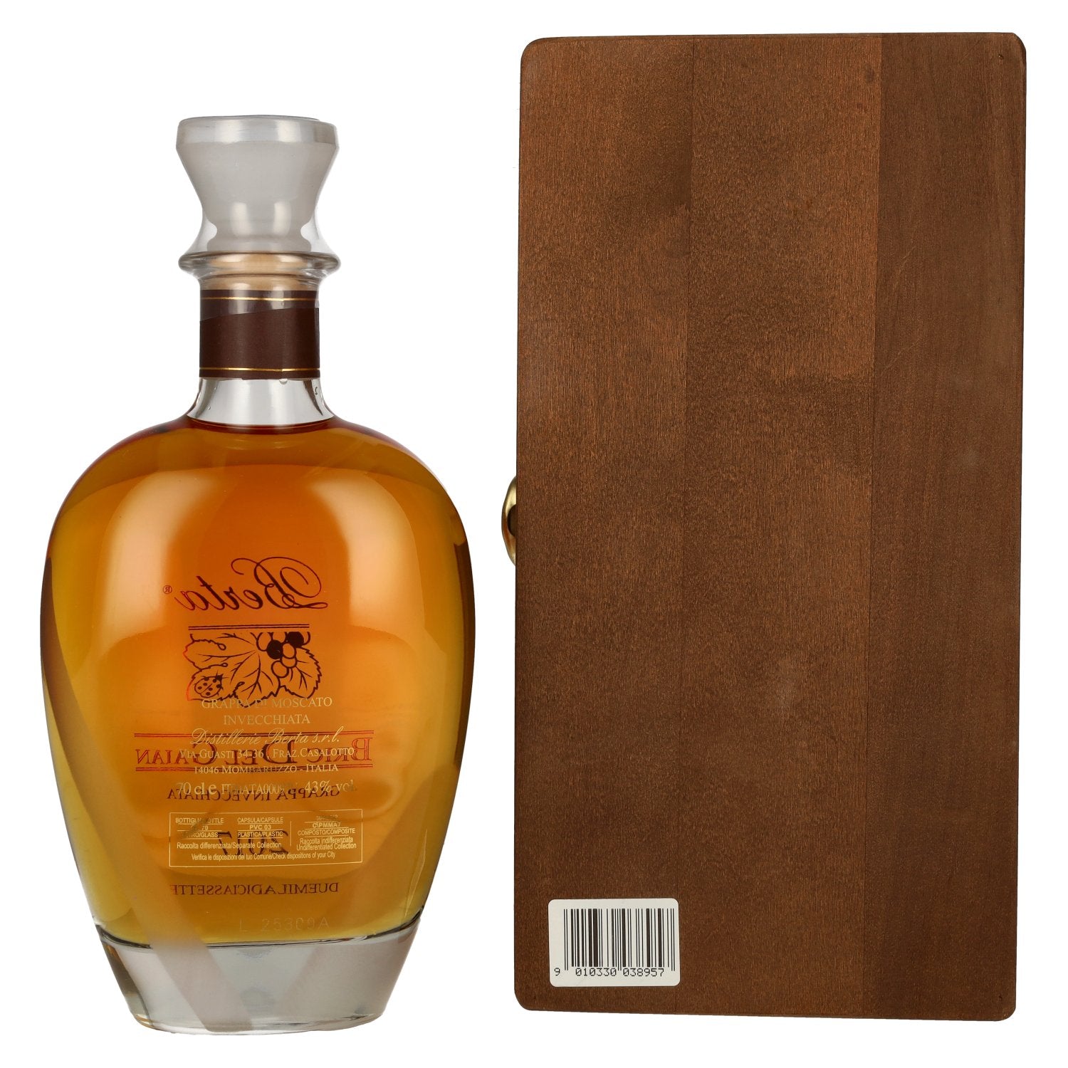 Berta Bric del Gaian Grappa di Moscato Invecchiata 2017 43% vol. 0.7 l in a wooden box