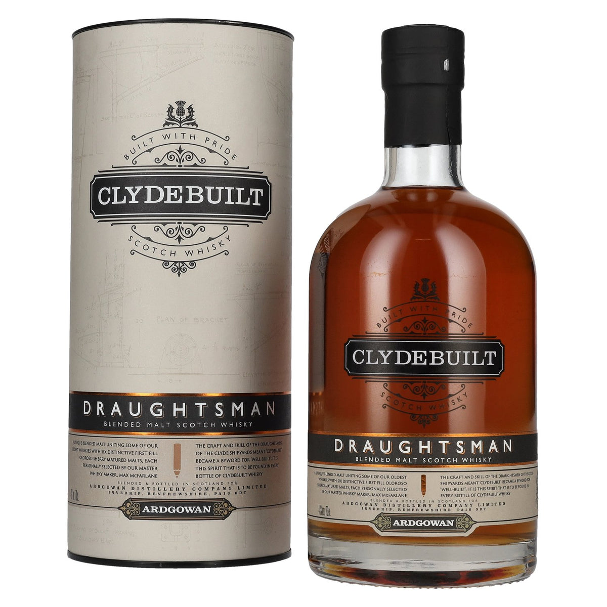 Ardgowan Clydebuilt DRAUGHTSMAN Blendend Malt Scotch Whisky 46% Vol. 0,7l in Geschenkbox