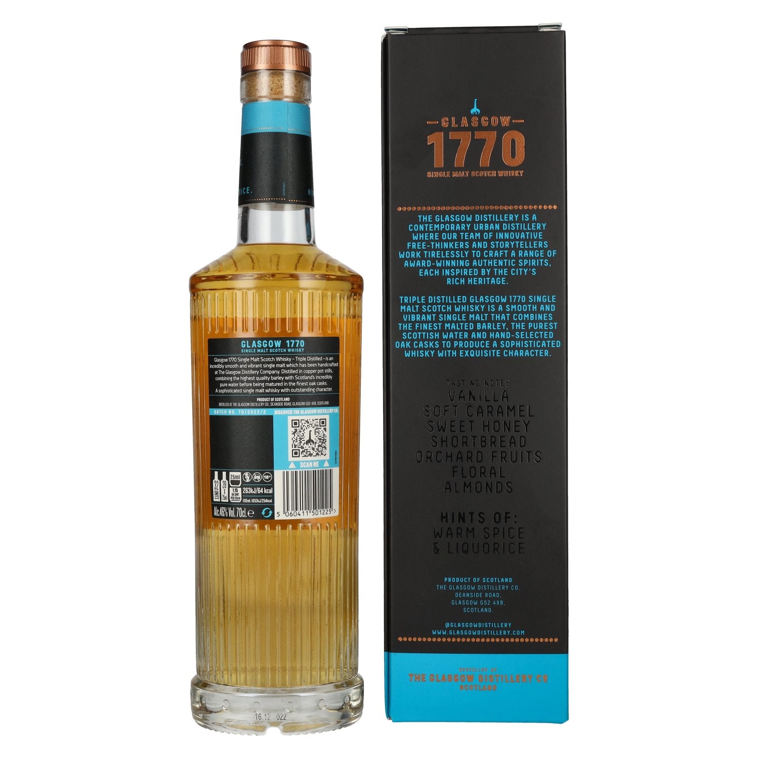 Glasgow 1770 TRIPLE DISTILLED Smooth & Vibrant 46% Vol. 0,7l in Geschenkbox