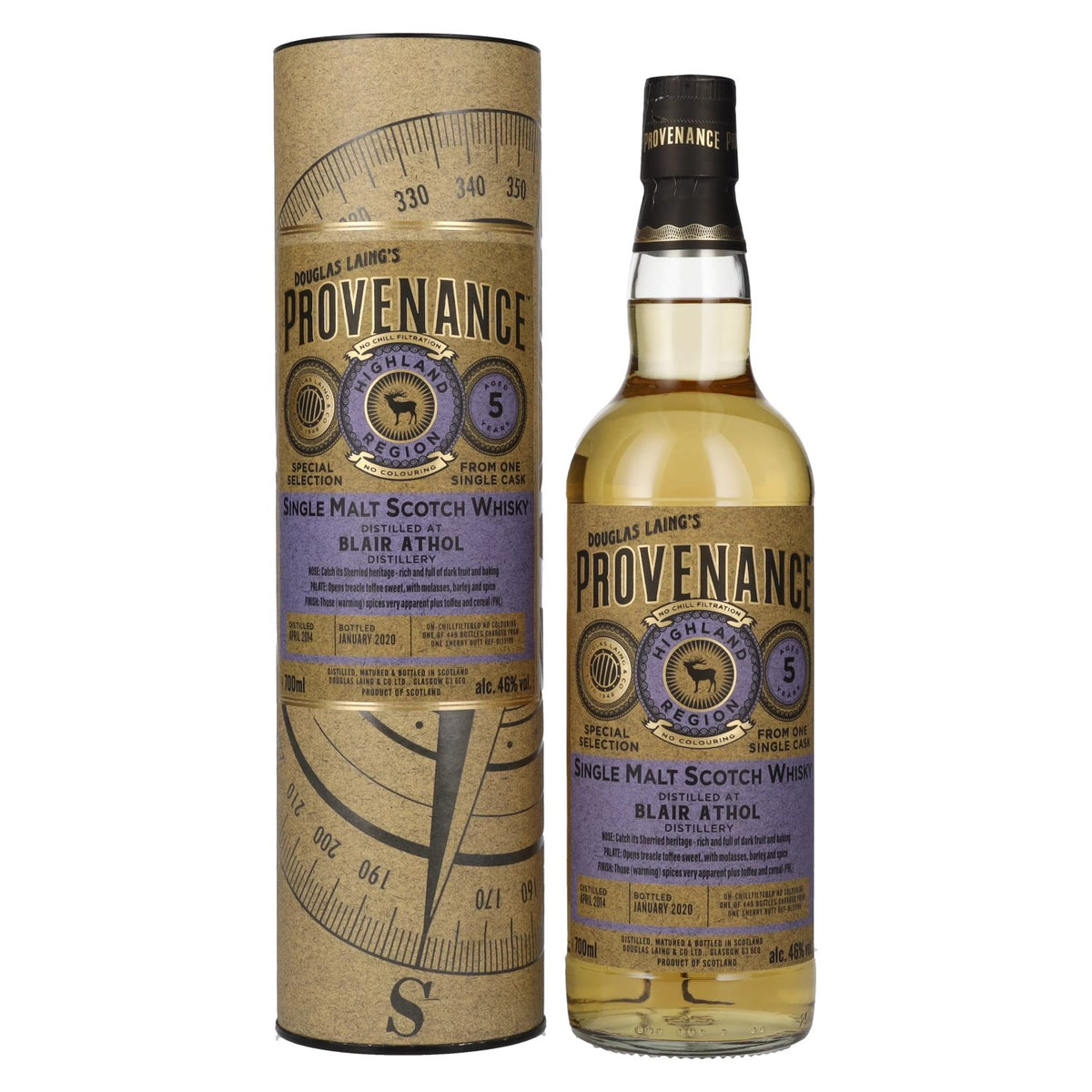 Douglas Laing PROVENANCE Blair Athol 5 Years Old Single Cask Malt 2014 46% Vol. 0.7l in gift box