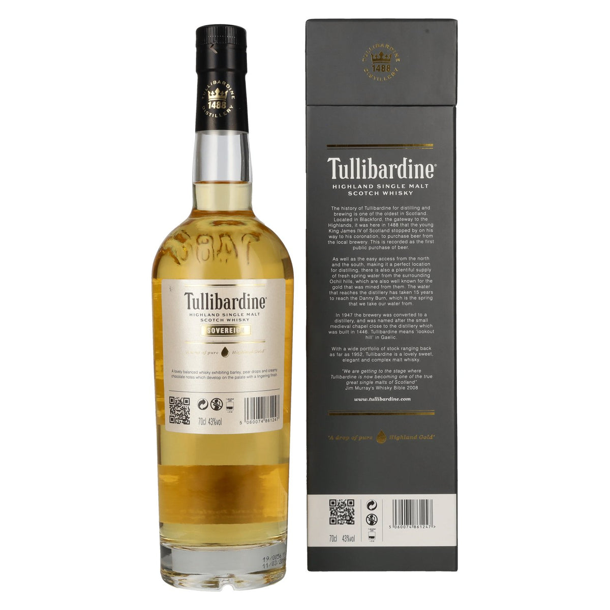 Tullibardine SOVEREIGN Highland Single Malt Scotch Whisky 43% Vol. 0,7l in Geschenkbox