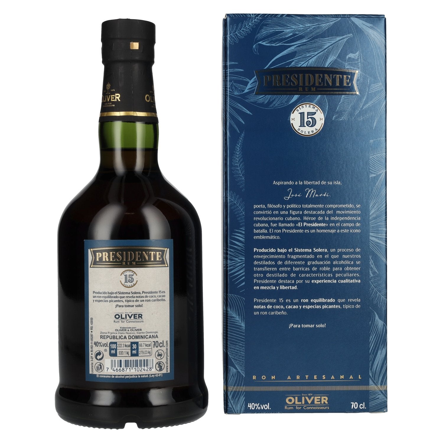 Presidente 15 Sistema Solera Rum 40% Vol. 0,7l in Geschenkbox